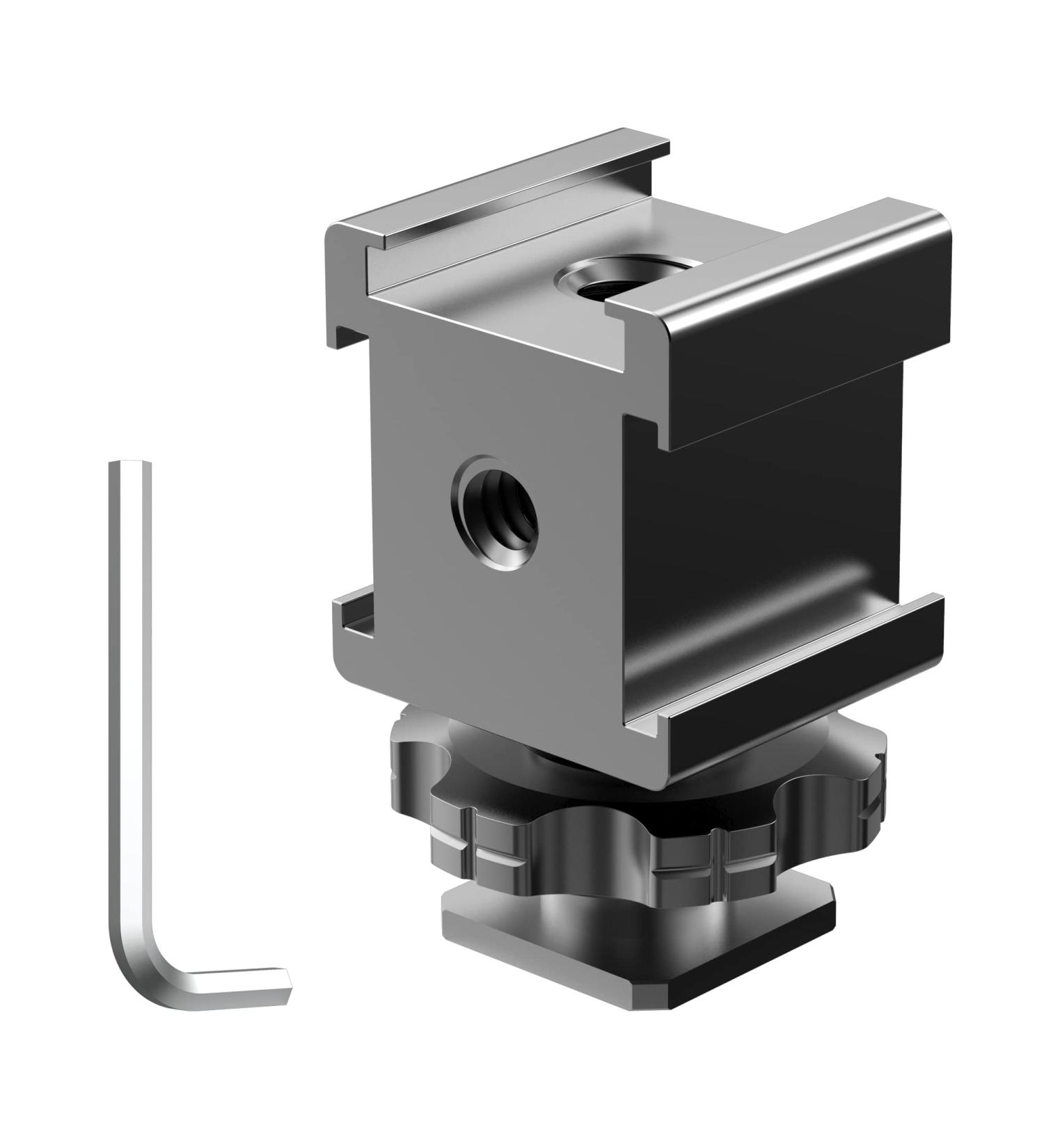 NUOBAKE 3-Side Hot Shoe Mount Adapter - 360 Swivel Triple Cold Shoe Bracket for DSLR Cameras - Buy Online on GoSupps.com