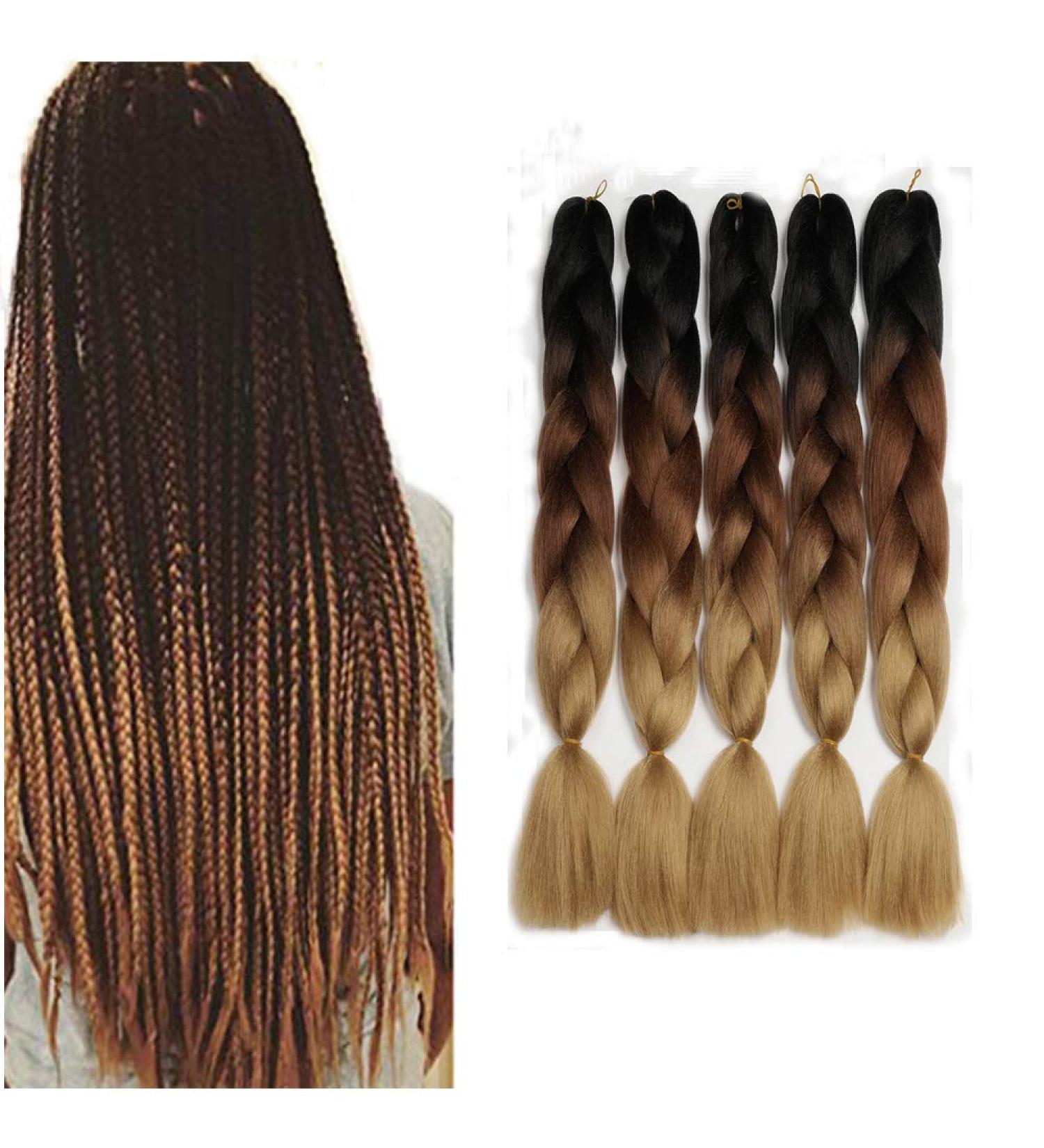 Showjarlly Jumbo Braid Extensions - 60cm Kanecalon 5 Pack for Crochet & Box Braids - Black/Dark Brown Hair (24 Inch) - Buy Online on GoSupps.com
