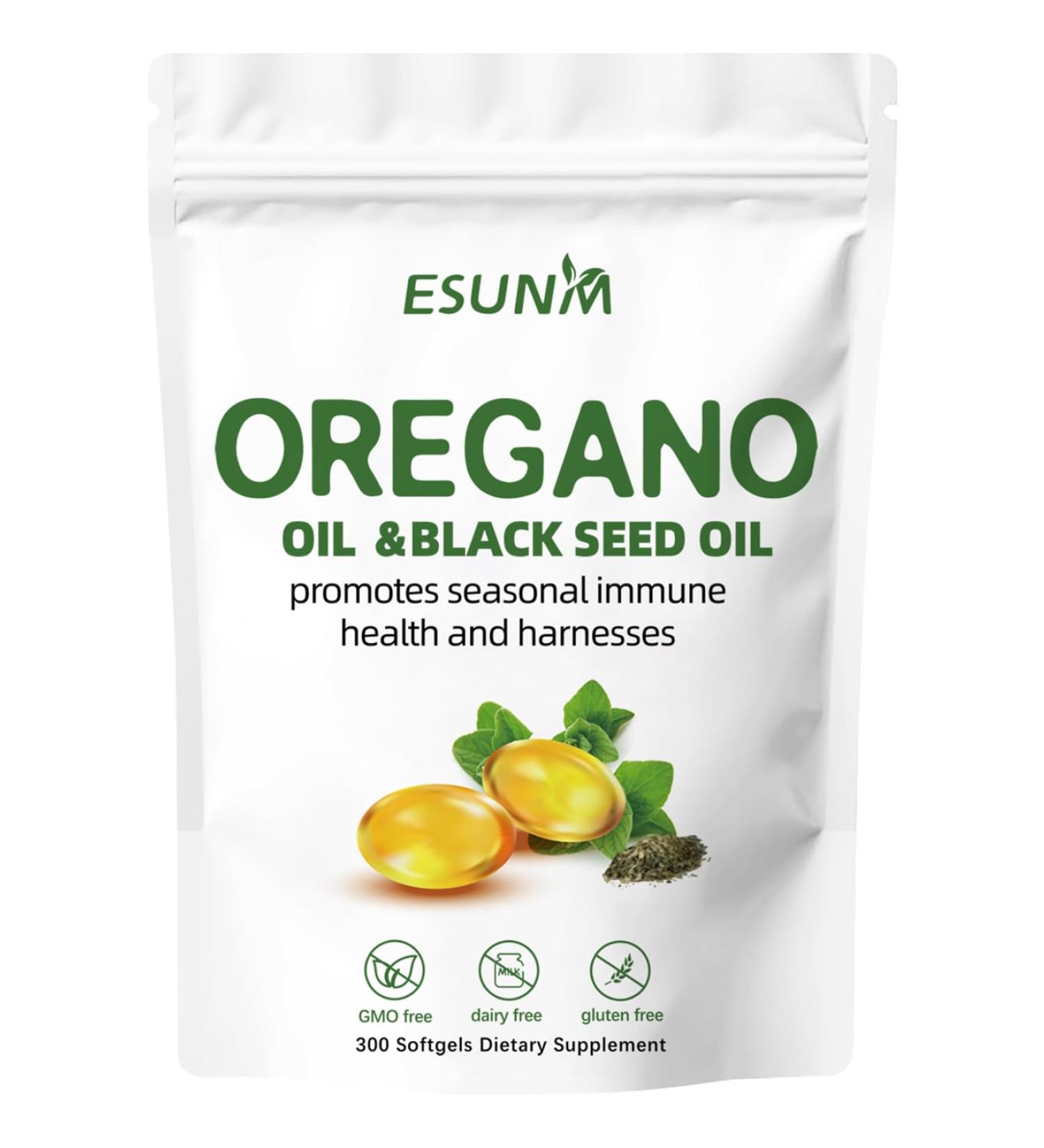 ESUNM Oregano Softgels Oregano Oil with Black Seed Oil Promotes Seasonal Immune Health and Harnesses Oregano Oil Supplement Capsules Non-GMO Gluten Free 300 Softgel Capsules Dietary Supplement - Buy Online on GoSupps.com