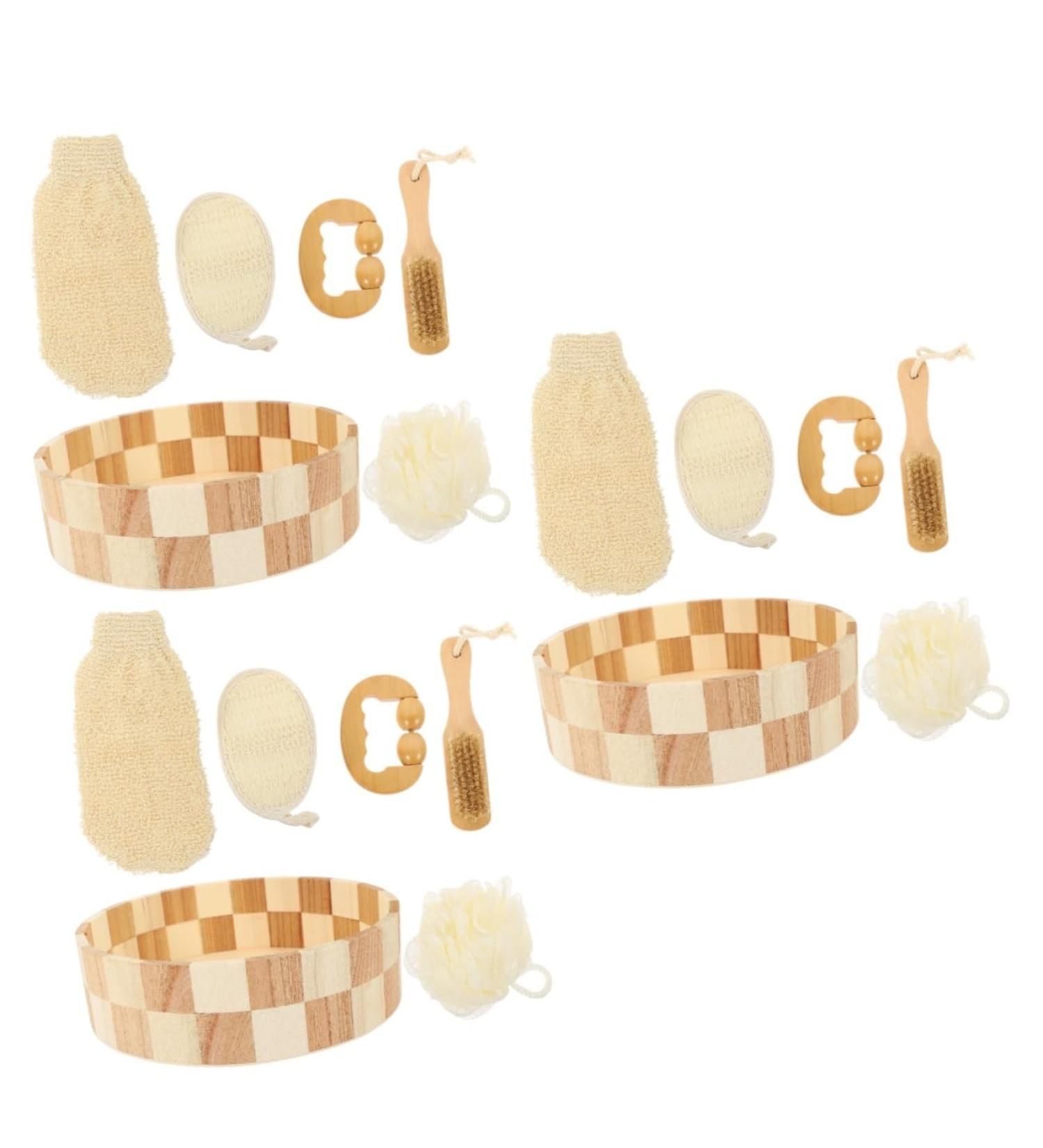 FRCOLOR 3-Piece Bath Set - Exfoliating Sponge & Shower Tools for Women's Self-Care & Relaxation - Buy Online on GoSupps.com