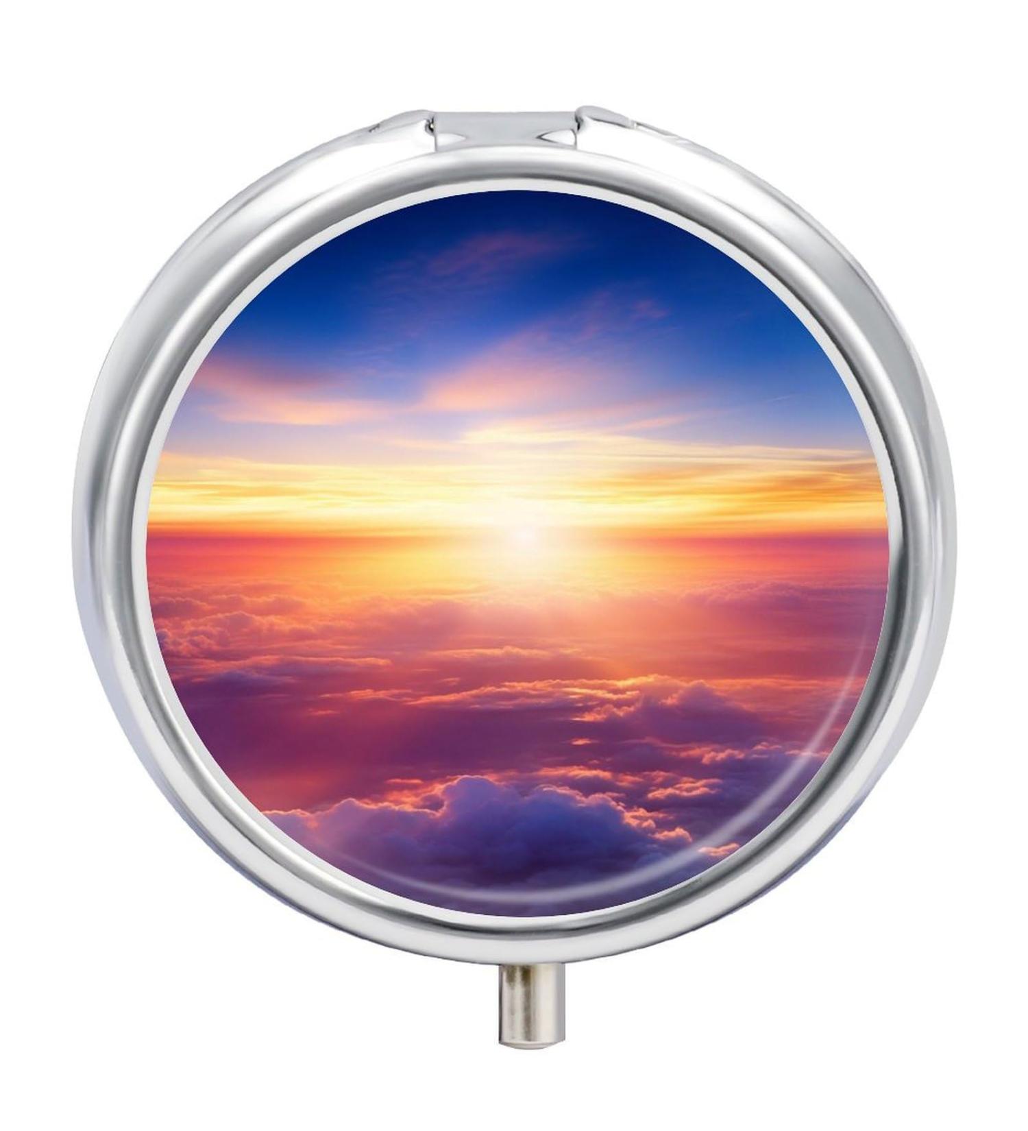 Buy 3 Compartment Travel Pill Box - Portable Medicine Organizer with Beautiful Sunrise Design - Perfect for Purse & Pocket - Ideal for Travel - Buy Online on GoSupps.com