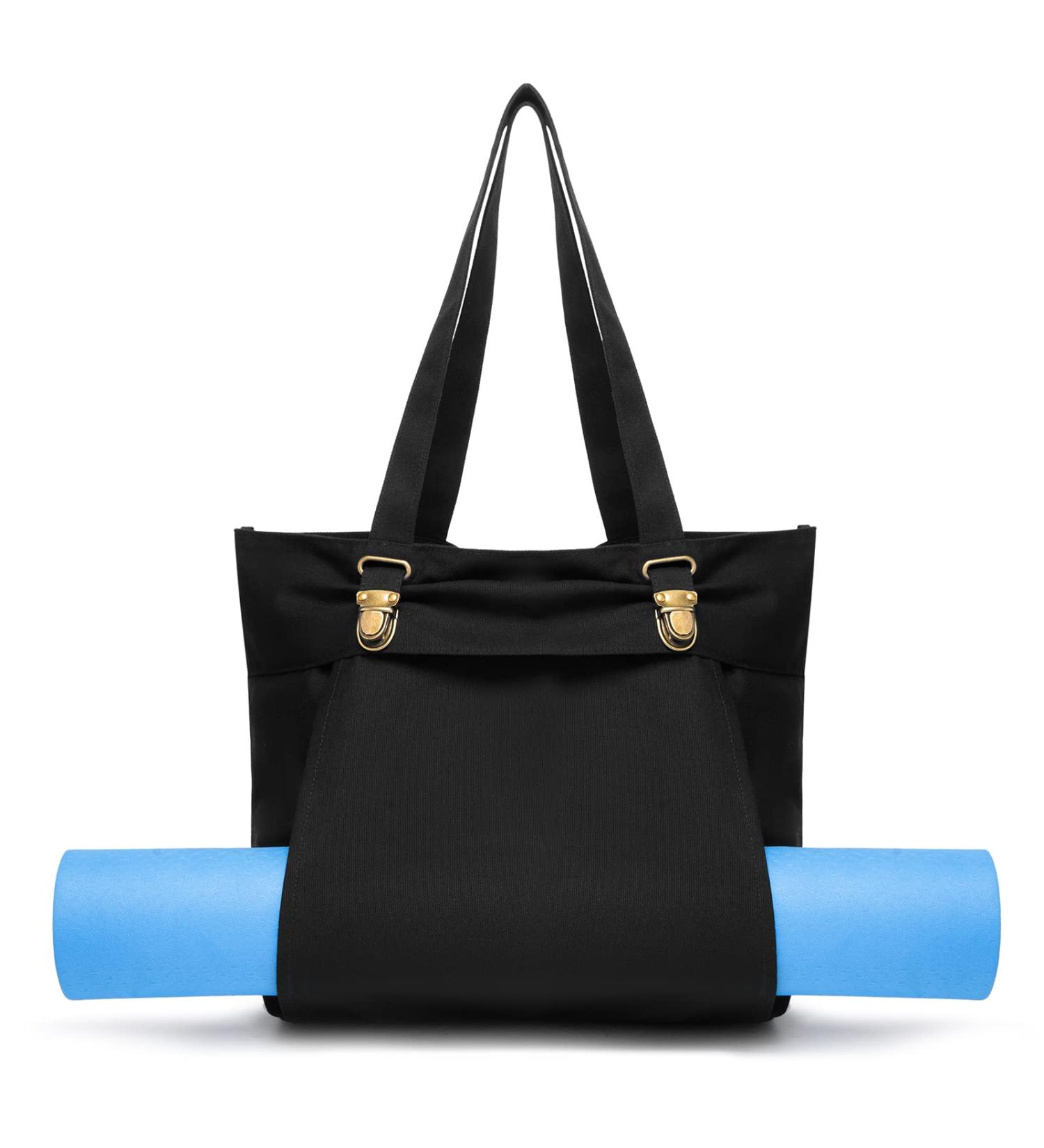 KUAK Yoga Mat Bag - Adjustable Yoga Mat Carrier Canvas Tote for Women Workout Pilates - Black - Buy Online on GoSupps.com