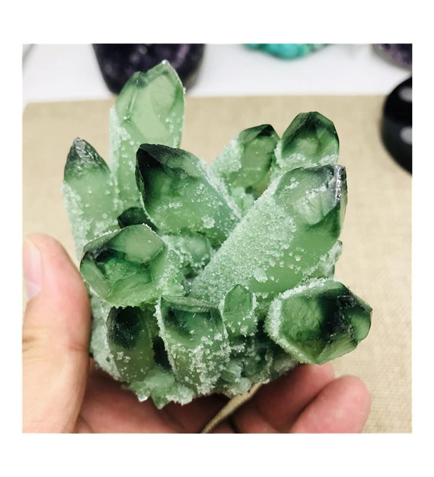 Natural Green Ghost Phantom Quartz Crystal Cluster Rock Stones and Crystals Specimen Home Decor Beautiful ZJGIDTEM - Buy Online on GoSupps.com