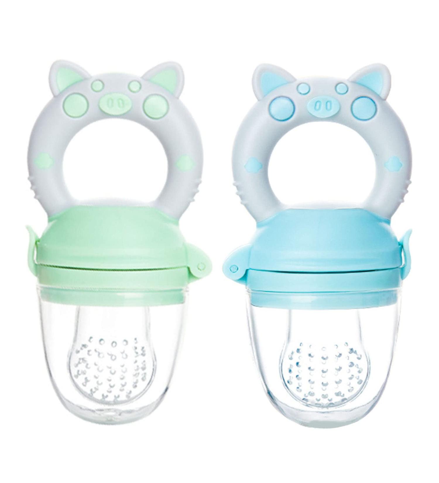 Buy 2-Pack Baby Food Dispenser Pacifiers - Soft Silicone Exercise Coordination Comfortable Handle Dust Protection - Ideal for 4 Months+ - Available in Two Colors - Buy Online on GoSupps.com