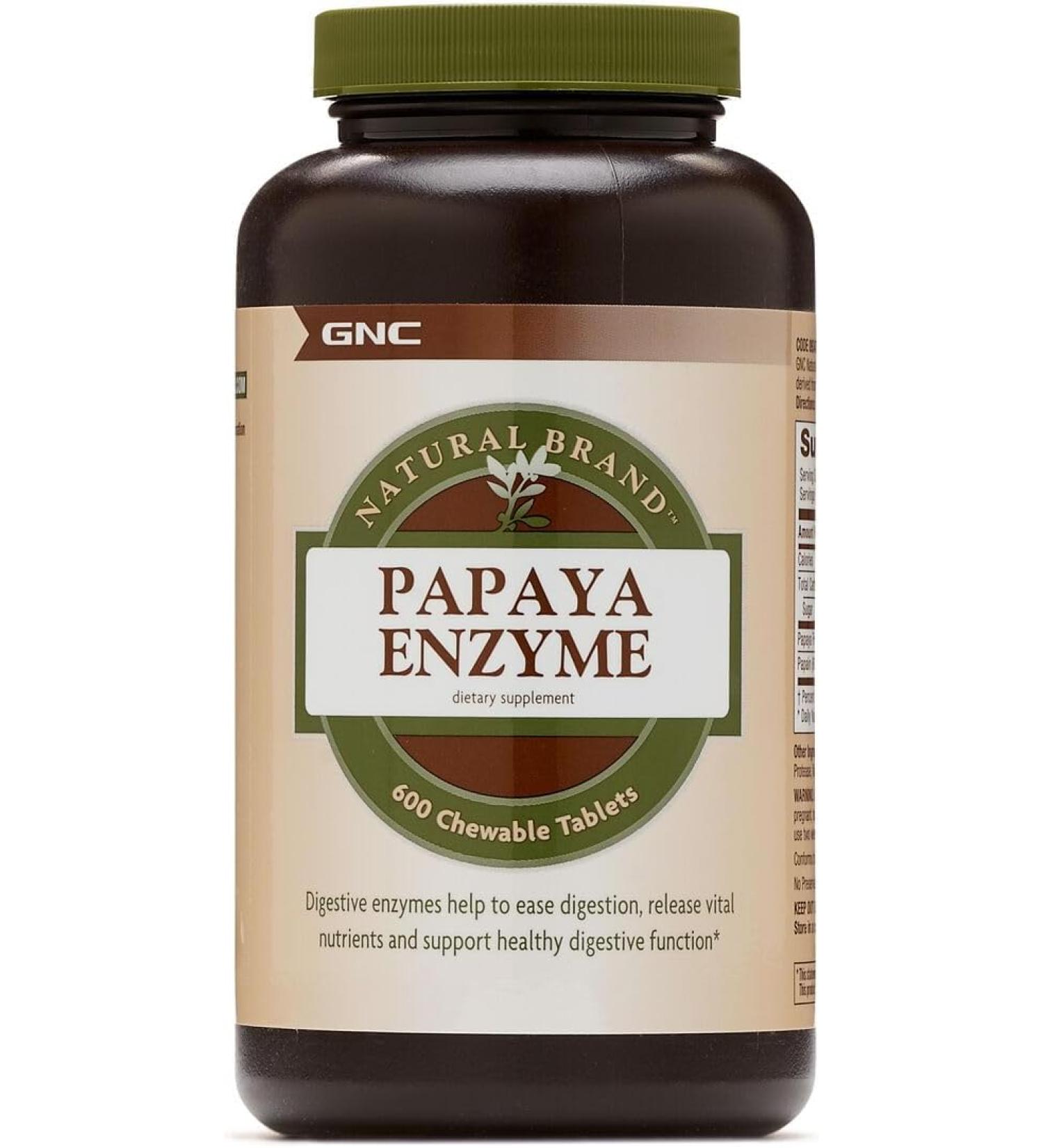 Natural Brand Papaya Enzyme 600 Chewable Tablets - Digestive Support Supplement - Buy Online on GoSupps.com
