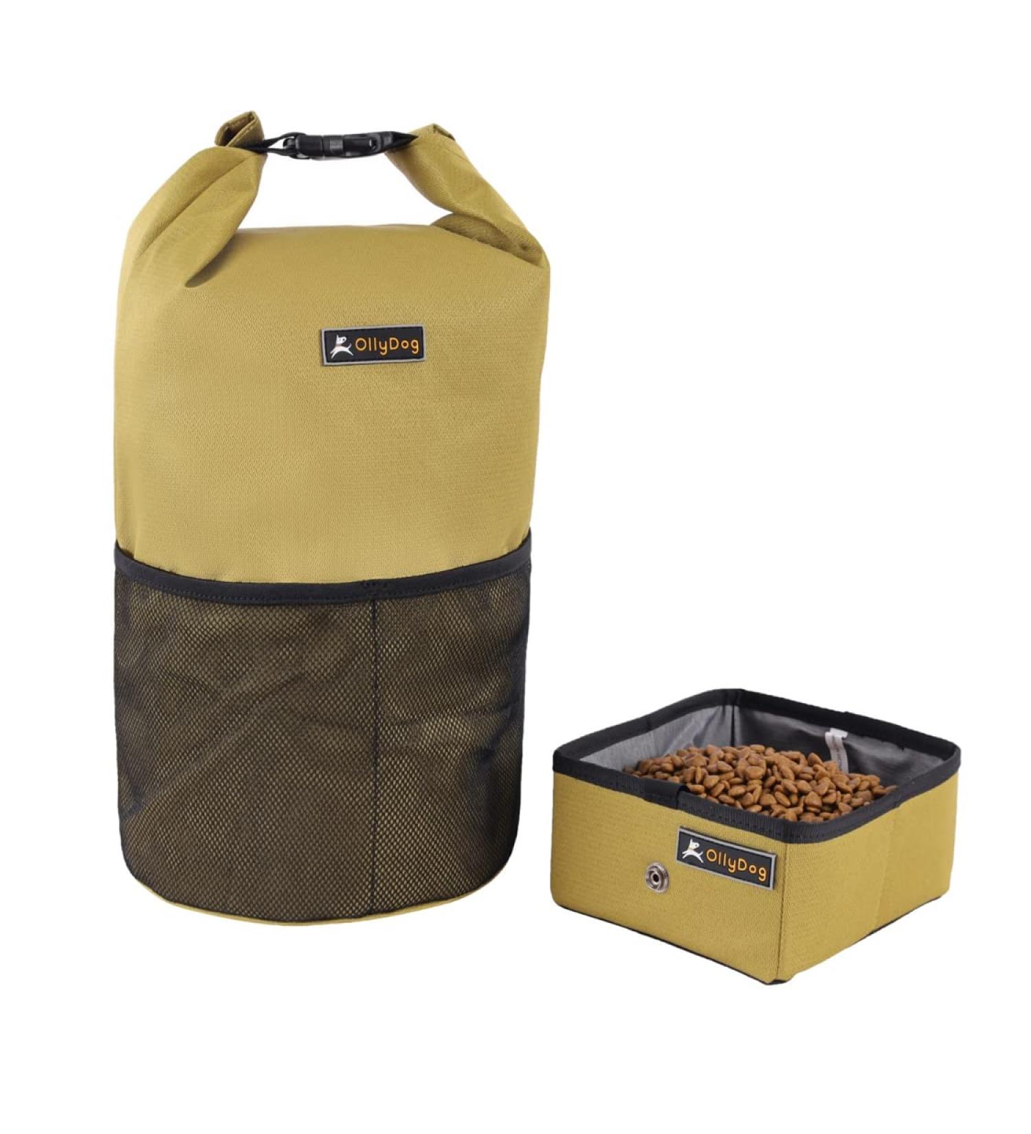OllyDog Kibble Carrier & Travel Bowl in Amber Green | Dog Food Container for Travel, Hiking, Camping | Convenient Dog Accessories - Buy Online on GoSupps.com