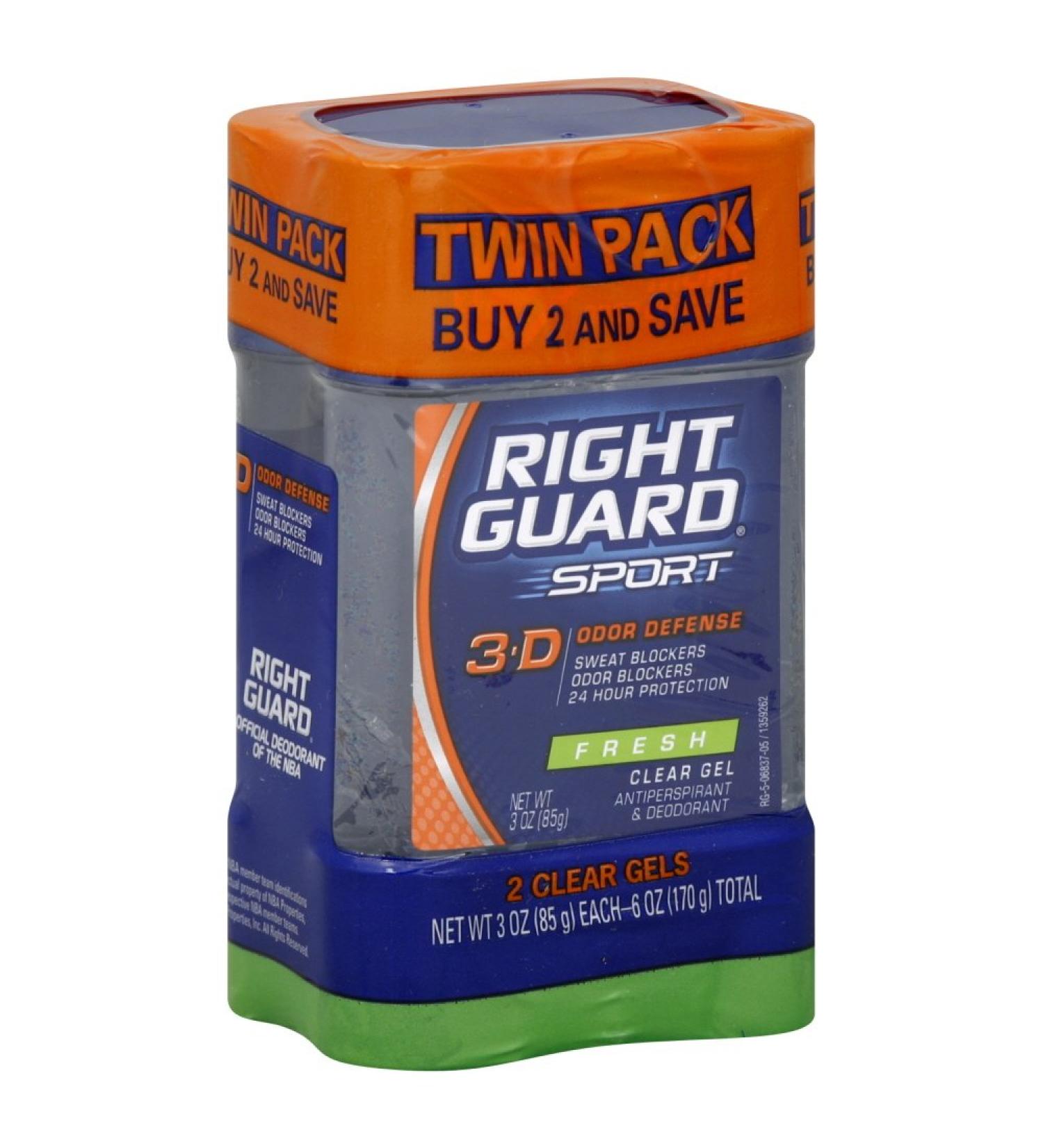 Right Guard Sport Fresh Clear Gel Antiperspirant & Deodorant 2-3 oz. Pack