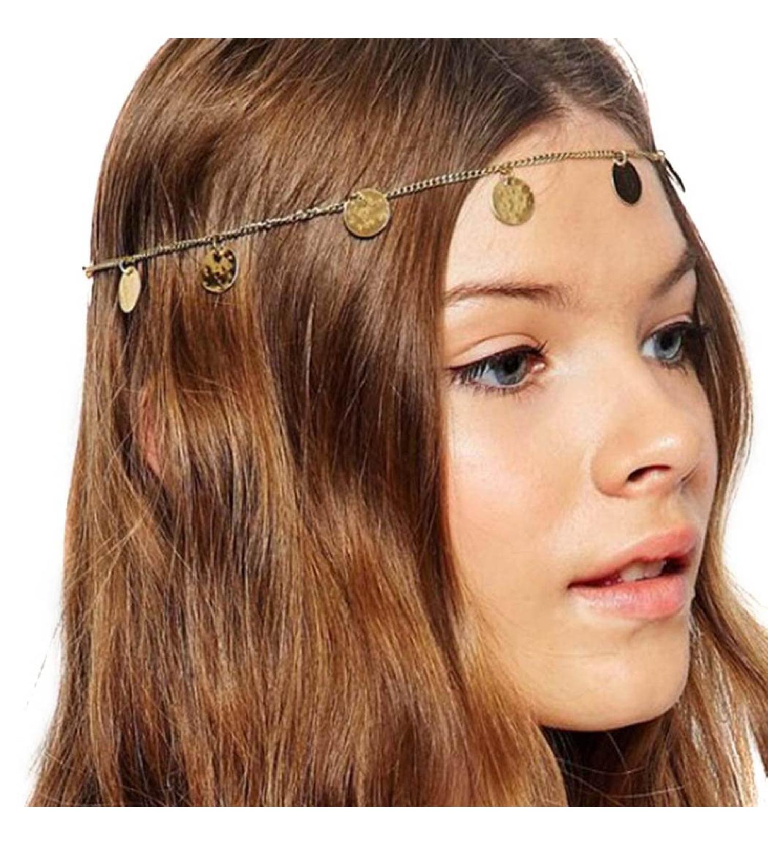 Zoestar Boho Sequins Head Chain Gold Hair Jewelry Festival Prom Headpiece Bridal Tassel Hair Accessories Fashion Headband for Women and Girls - Buy Online on GoSupps.com