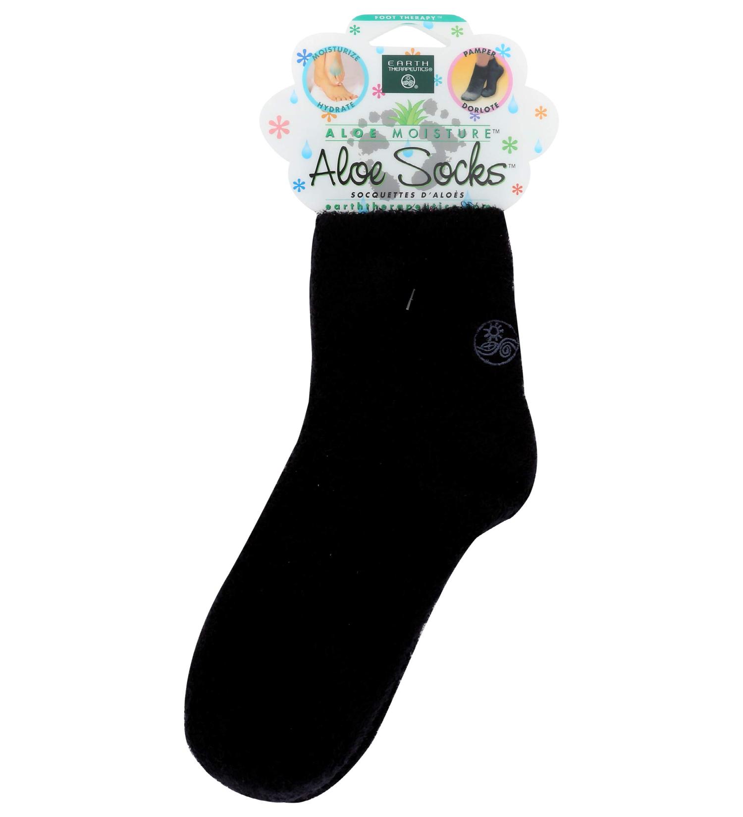 Earth Therapeutics Aloe Vera Socks | Moisturizing Socks with Aloe Vera & Vitamin E for Dry Feet Cracked Heels & Calluses - Black - Buy Online on GoSupps.com