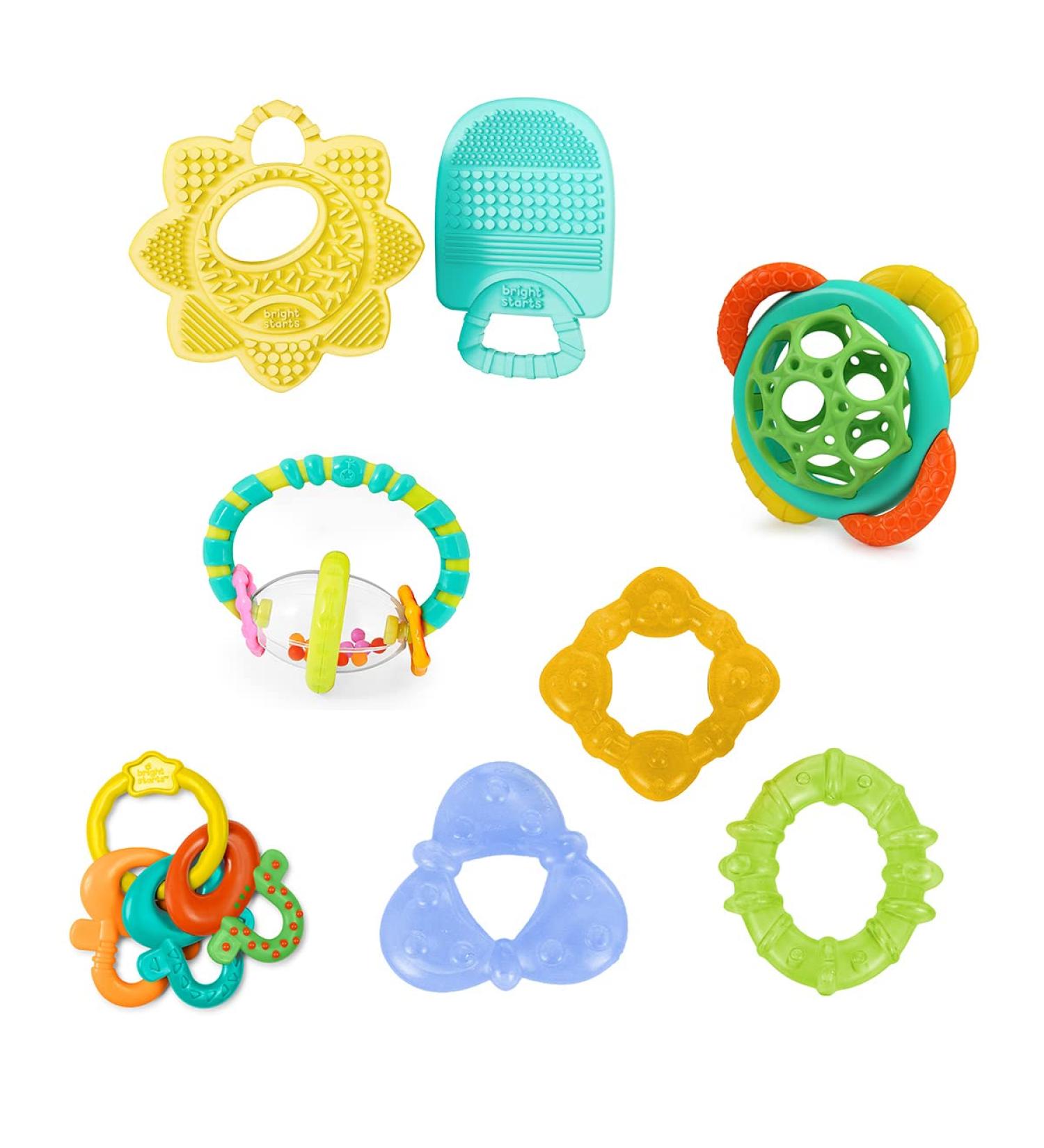 Bright Starts Teeth Relief 8-Piece Gift Set | BPA-Free Baby Teethers & Cooling Toys for 3+ Months | Unisex International Shipping - Buy Online on GoSupps.com