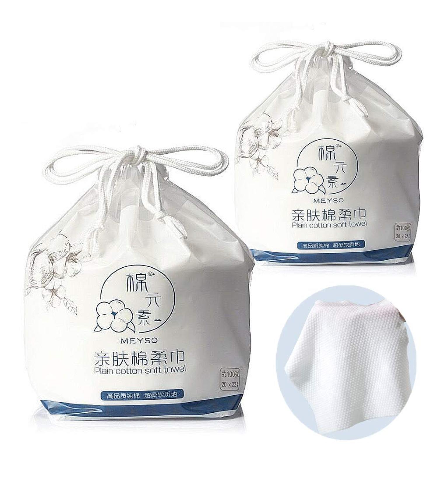 MEYSO 200 Pieces Pure Cotton Dry Wipes | 100% Cotton Non-Woven Soft Disposable Cleaning Cloths | Gentle One-Way Face Wipes for Easy Hygiene - Buy Online on GoSupps.com