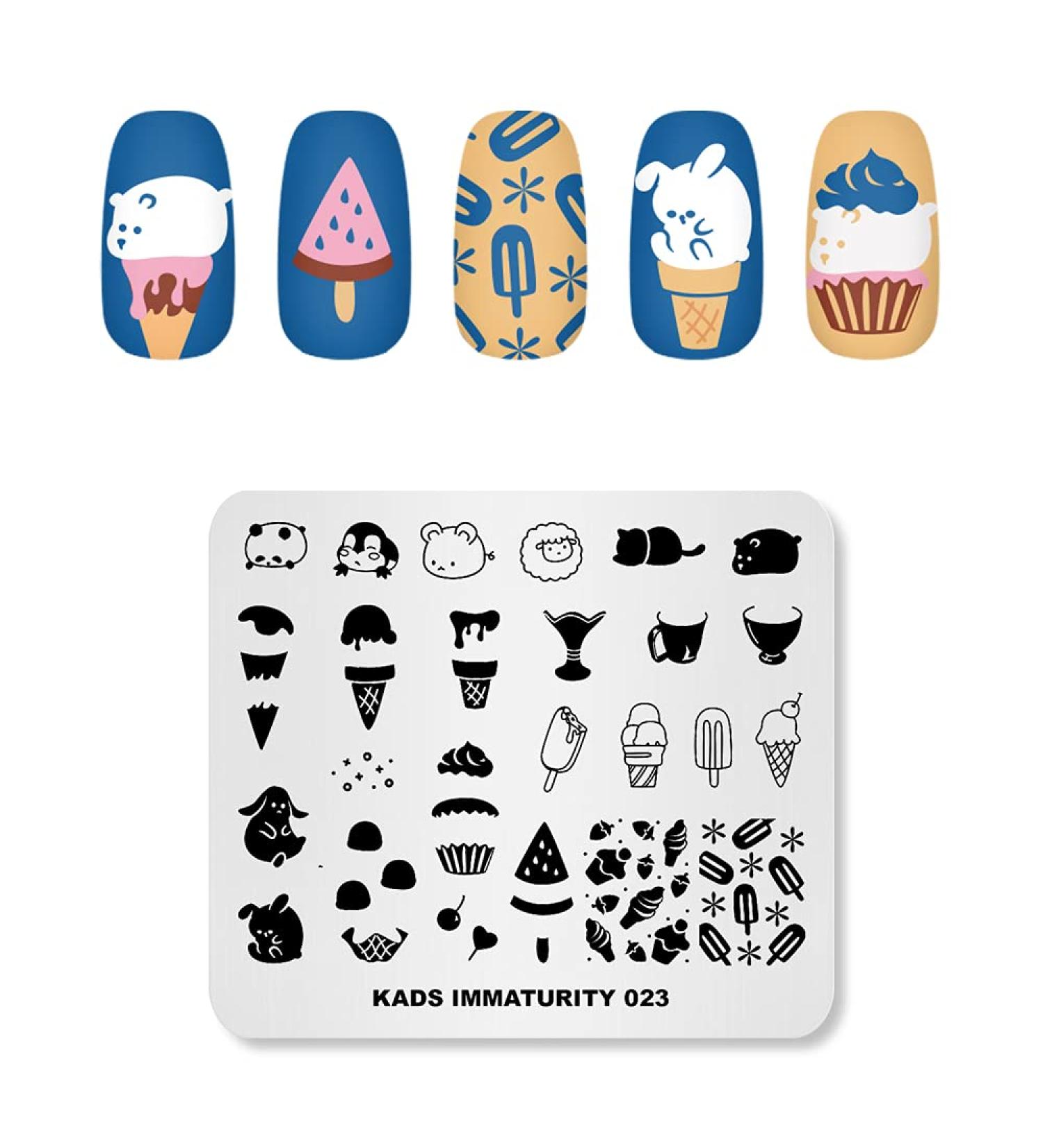 Kads Nail Art Stamp Template - Cute Ice Cream Design Plate for DIY Manicure | Stamping Tools for Nail Art - Buy Online on GoSupps.com