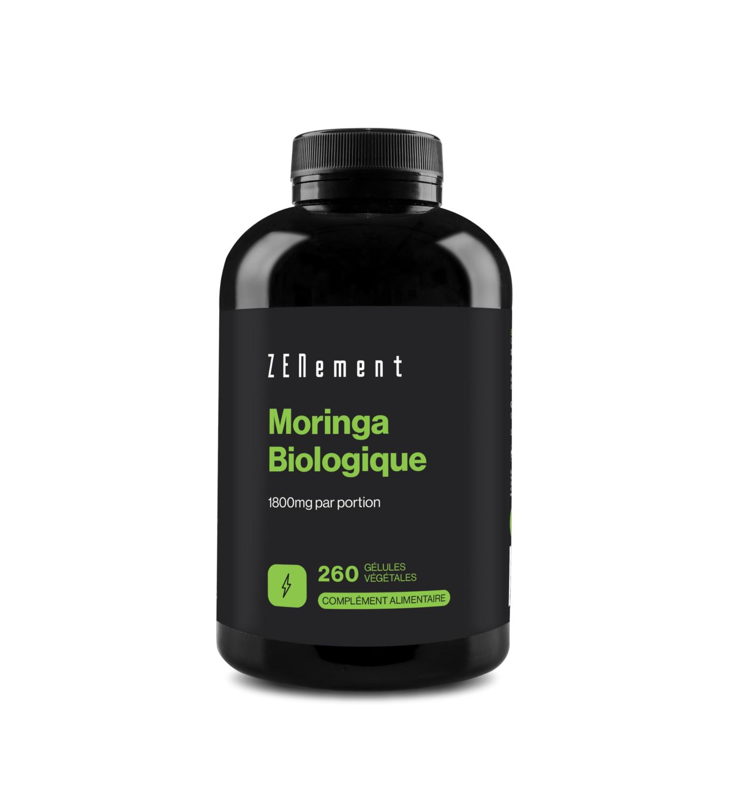 Moringa Organic Capsules 1800mg - 260 Vegan Capsules - Organic Moringa Oleifera Leaf Supplement Protein Source Amino Acids Multivitamins and Minerals Pure & Strong - Buy Online on GoSupps.com