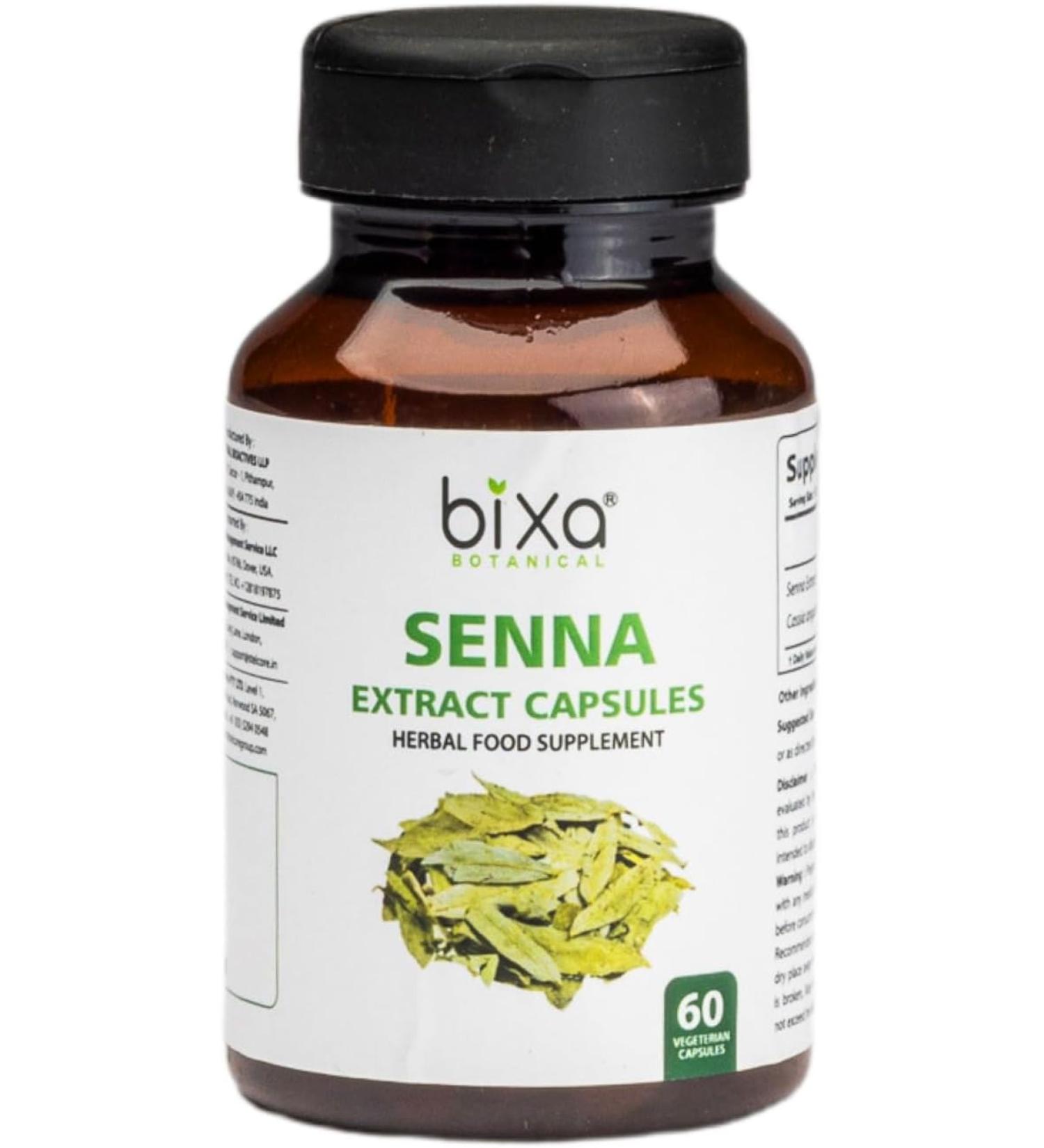 Senna Leaves Extract Capsules | 60 Count (450mg) Herbal Supplement for Laxative Action & Improved Bowel Health - Buy Online on GoSupps.com