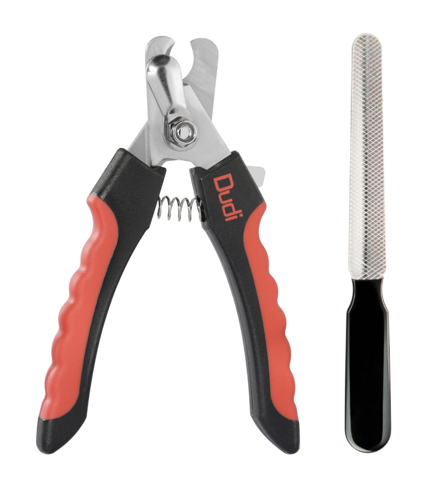 Dudi Pet Claw Scissors for Dogs Cats & Small Animals - Safety Nail Scissors Set with Grinder - Large Black/Red - Buy Online on GoSupps.com