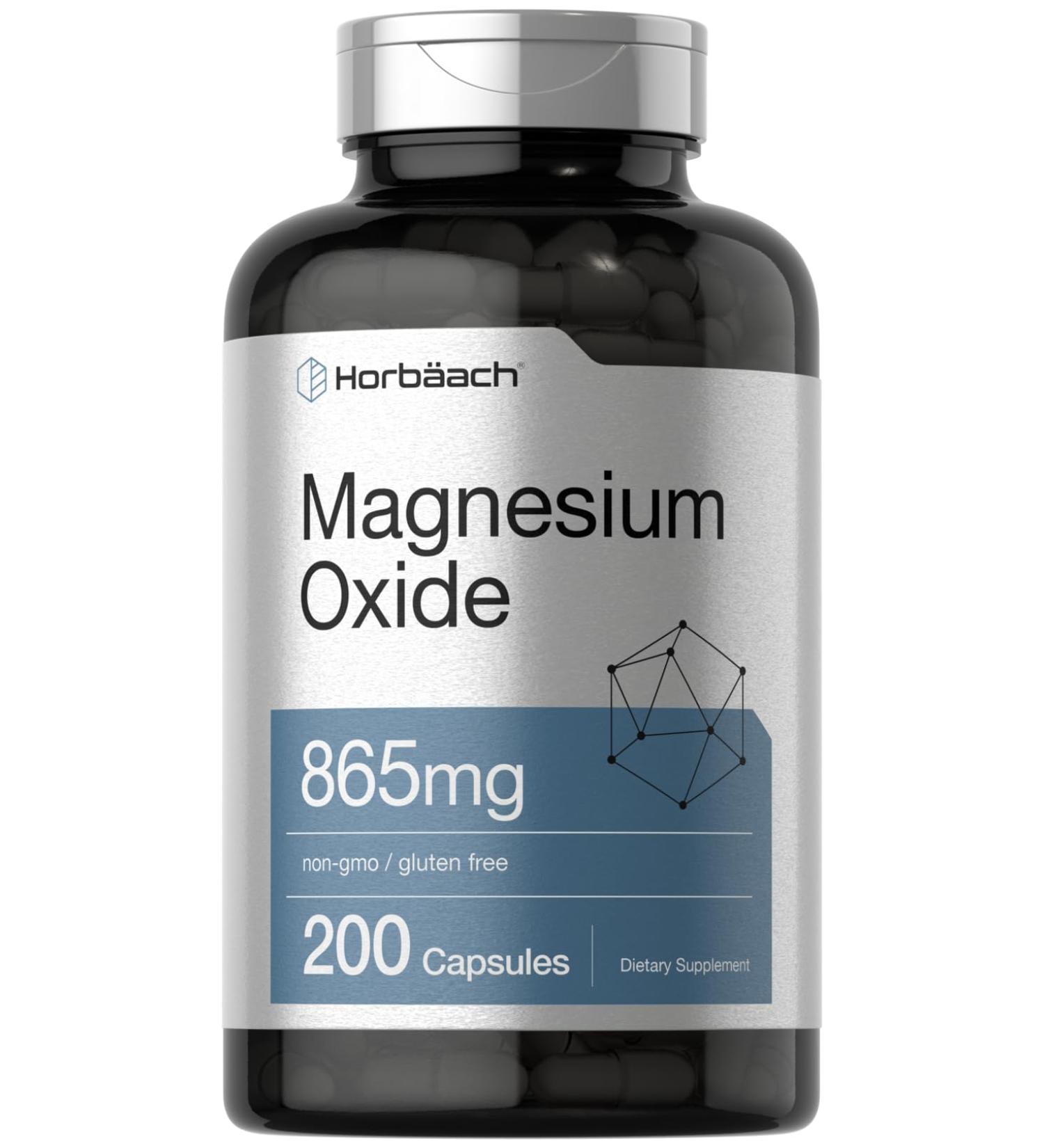 Horb ach Magnesium Oxide 865 mg | 200 Capsules | Non-GMO and Gluten Free Supplement 200 Count (Pack of 1) - Buy Online on GoSupps.com