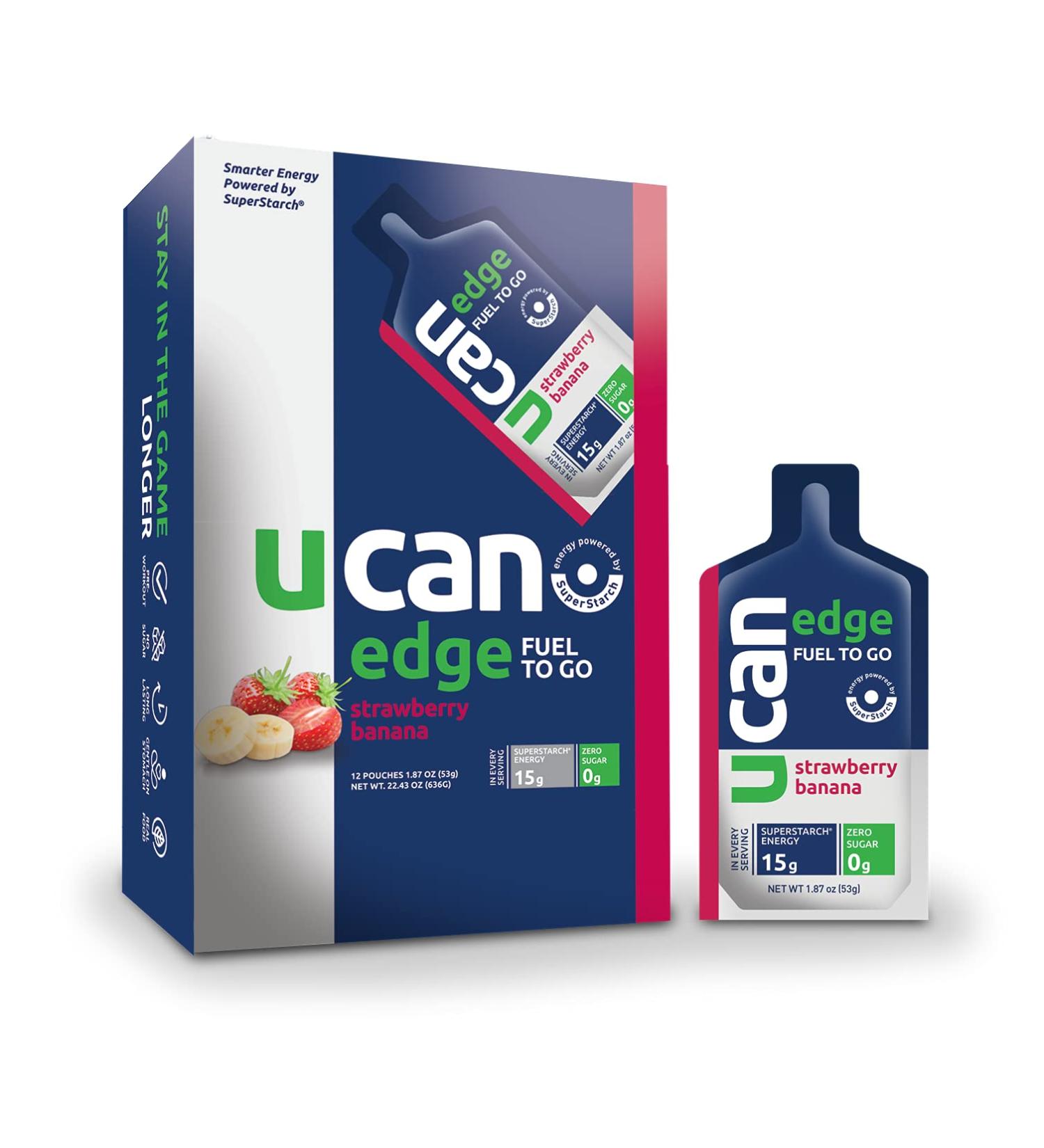 UCAN Edge Energy Gel Strawberry Banana (12 Packets) | Sugar-Free, Vegan, Keto Friendly | Great for Running, Training, Fitness, Cycling, Crossfit | 1.87 Ounce Each - Buy Online on GoSupps.com