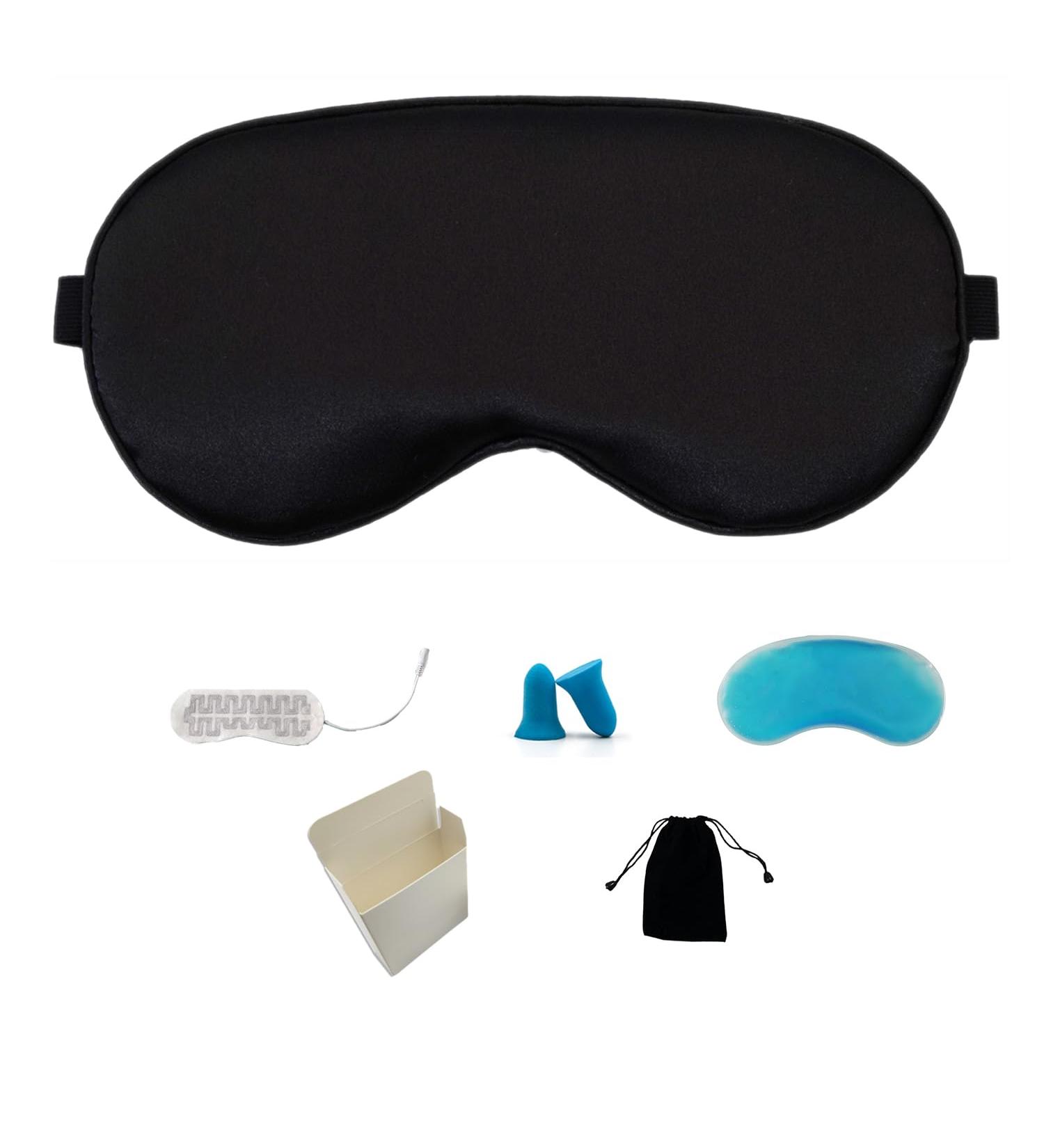 PHCOMRICH New Gentle Sleep Eye Mask Shade Adjustable Elastic Band Travel Lunch Break Eye Mask Aviation Ice Warm Eye Mask (Black) - Buy Online on GoSupps.com