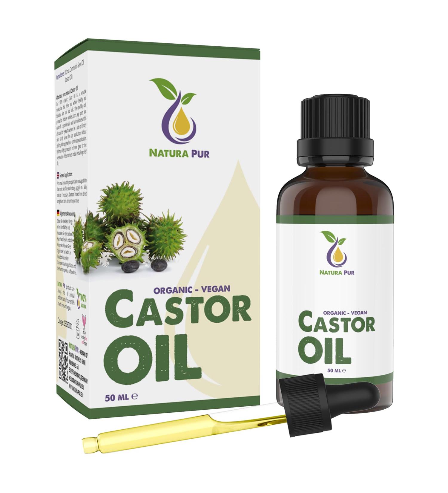 Castor Oil 50ml vegan - Natural serum for eyelashes and eyebrows but also for hair face body skin and hands - Buy Online on GoSupps.com