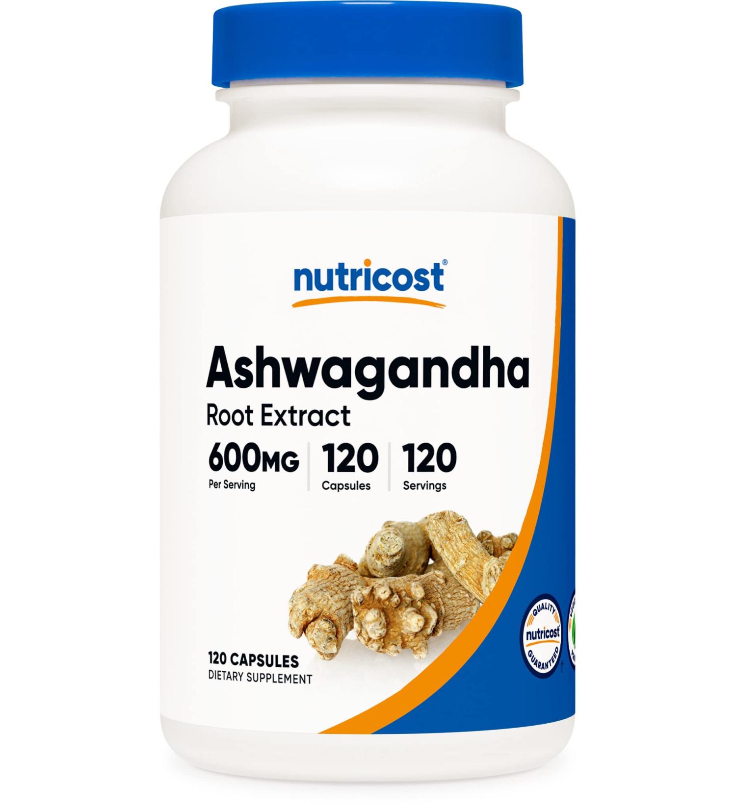 Nutricost Ashwagandha 600mg 120 Capsules - Vegetarian, Non-GMO, Gluten Free - Buy Online on GoSupps.com