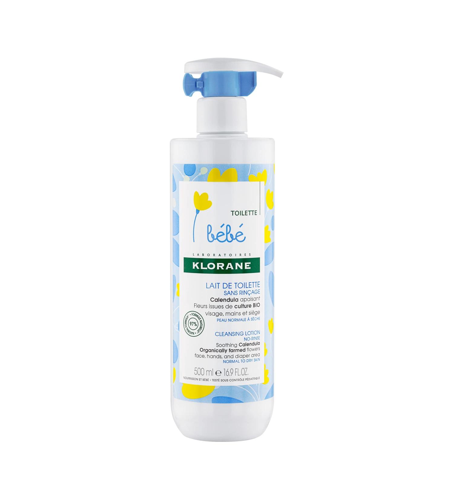 Klorane - Baby Cleansing Milk with Calendula - Normal to Dry Skin - Baby rinse-free - 500ml - Buy Online on GoSupps.com
