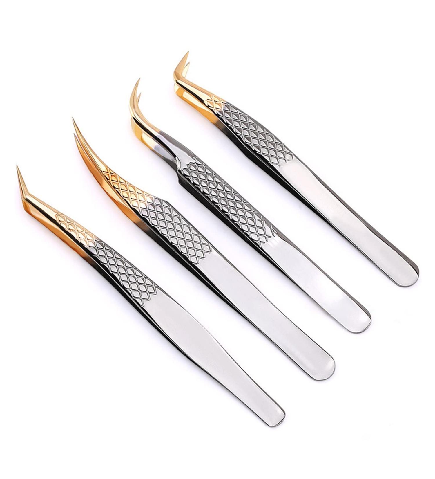 LUKEO Eyelash Extension Tweezers - Easy Fan Russian Volume Lashes - Set of 4 - Buy Online on GoSupps.com