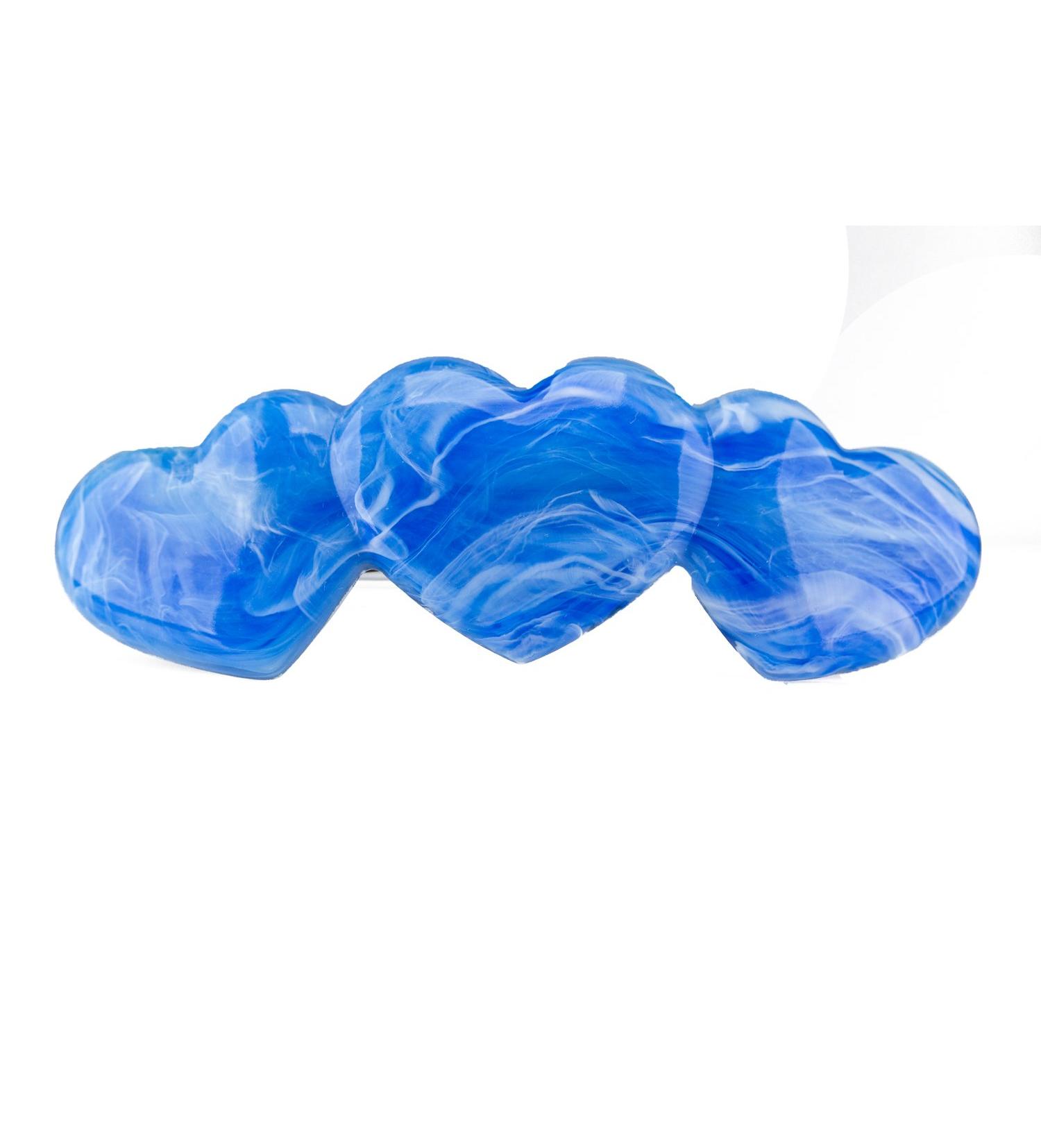 1pc heart patent clasp (3 hearts) approx. 11cm long and 3.5cm wide in light blue - Made in Germany - WeLoveBeads