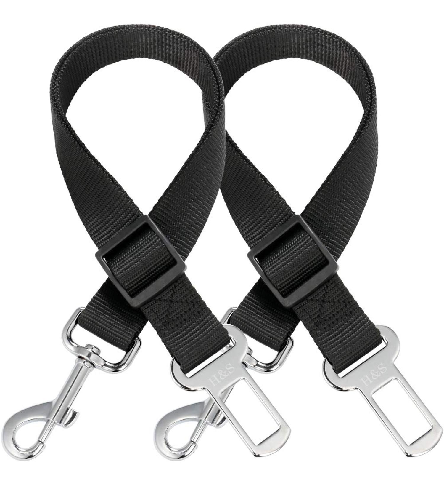 H&S 2 Dog Car Seat Belt Lead Restraint Harness Seatbelt Attachment Clip Black - Dog Harness - Dog Lead - Dog Car Harness - Dog Car Restraint - Dog Car Seat Harness - 2 Clip Dog Lead - Seat Belt Dog - Buy Online on GoSupps.com