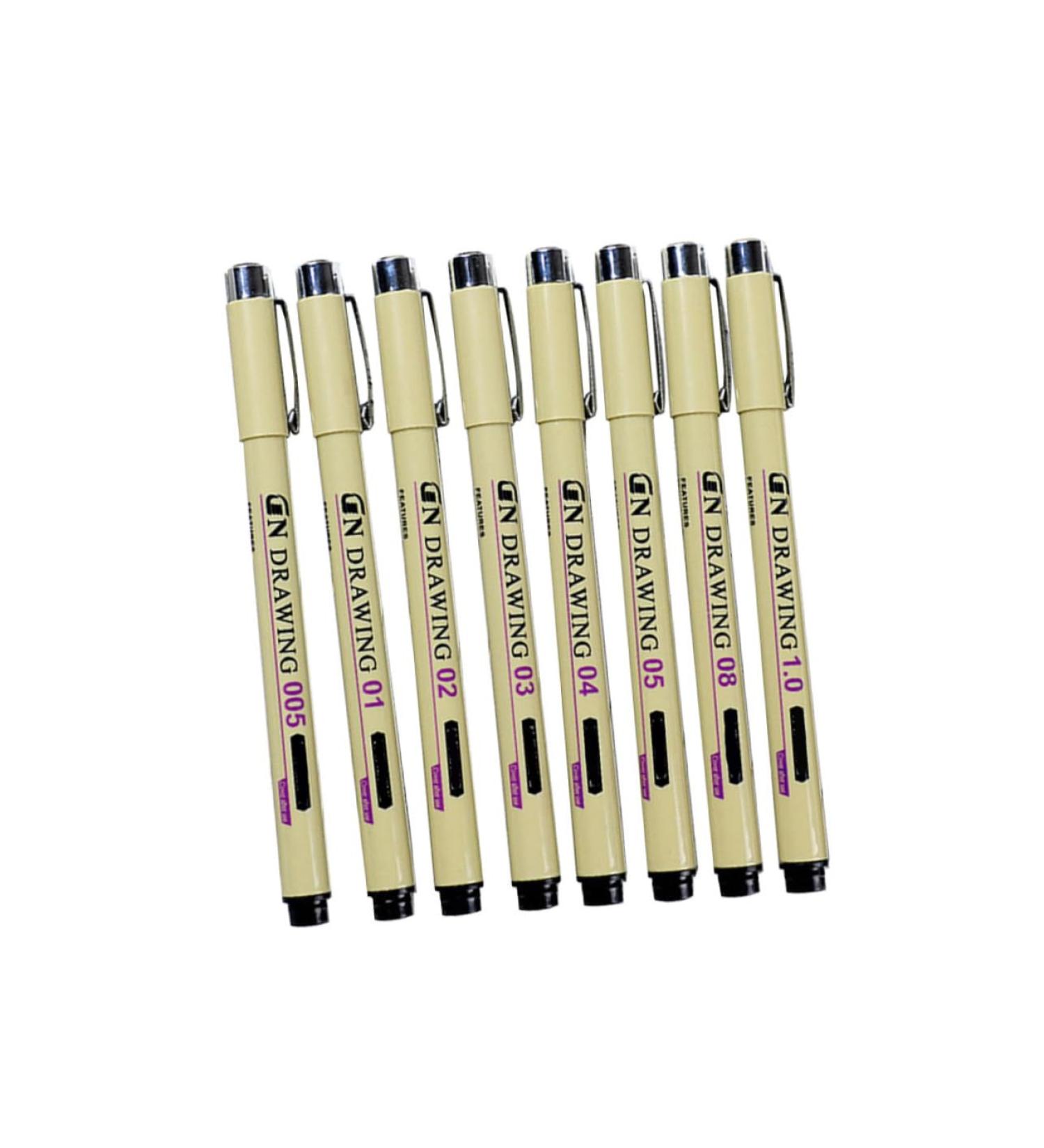 Lurrose 8pcs Black Supplies Liner Stationery Painting for Ink Fine Pens Adults Kids Drawing - Buy Online on GoSupps.com