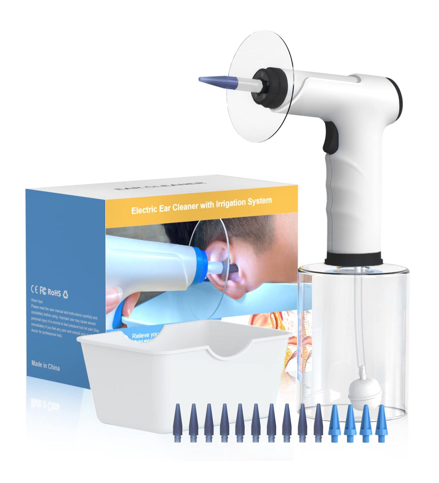 SoftSpray Electric Ear Wax Removal Kit - Gentle & Safe Ear Cleaner with 4 Pressure Settings - Complete Cleaning Irrigation Kit for Adults & Kids - Black - Buy Online on GoSupps.com