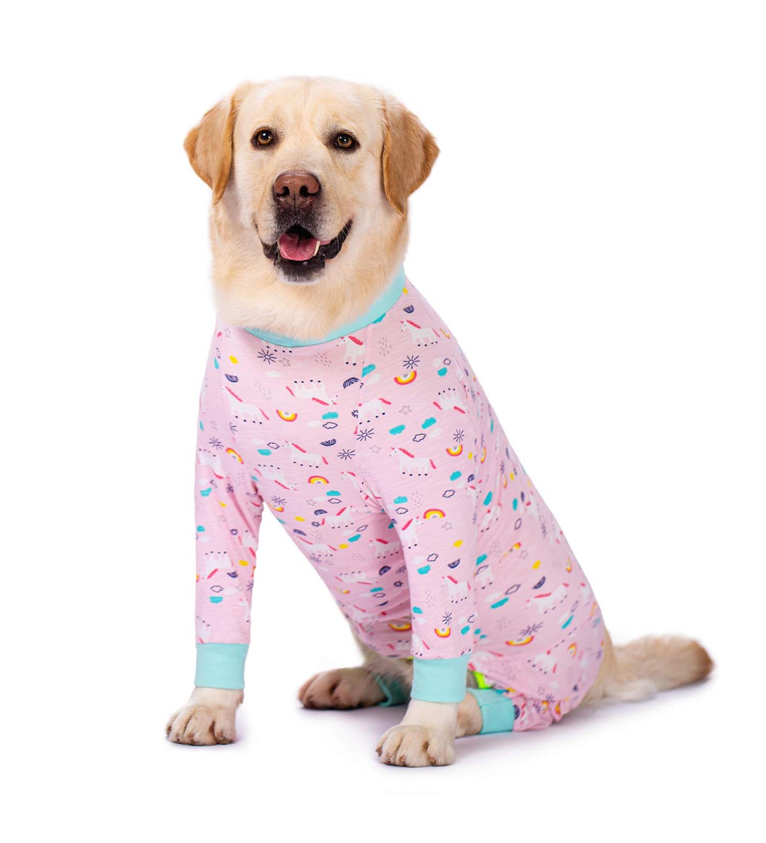 Rehabilitation Suit for Medium & Large Dogs | Breathable Full Body Pajamas - Post-Op Skin Protection & Comfort in Pink - Buy Online on GoSupps.com