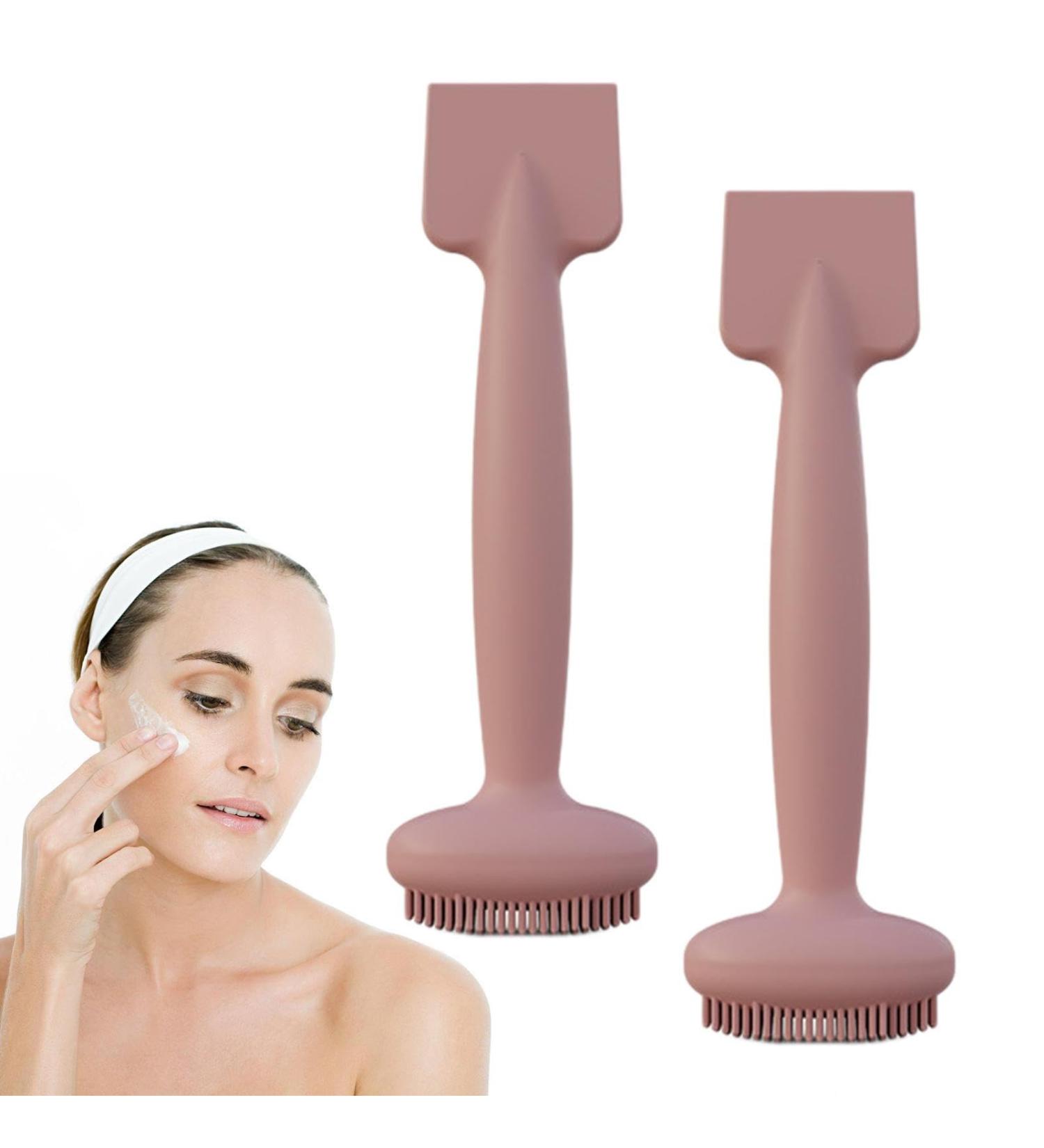 Face Scrub Brush Dual Head Pore Cleansing Brush Soft Face Cleansing Brush Waterproof Mud Film Brush Manual Skin Friendly Leather Powder 2pcs - Buy Online on GoSupps.com