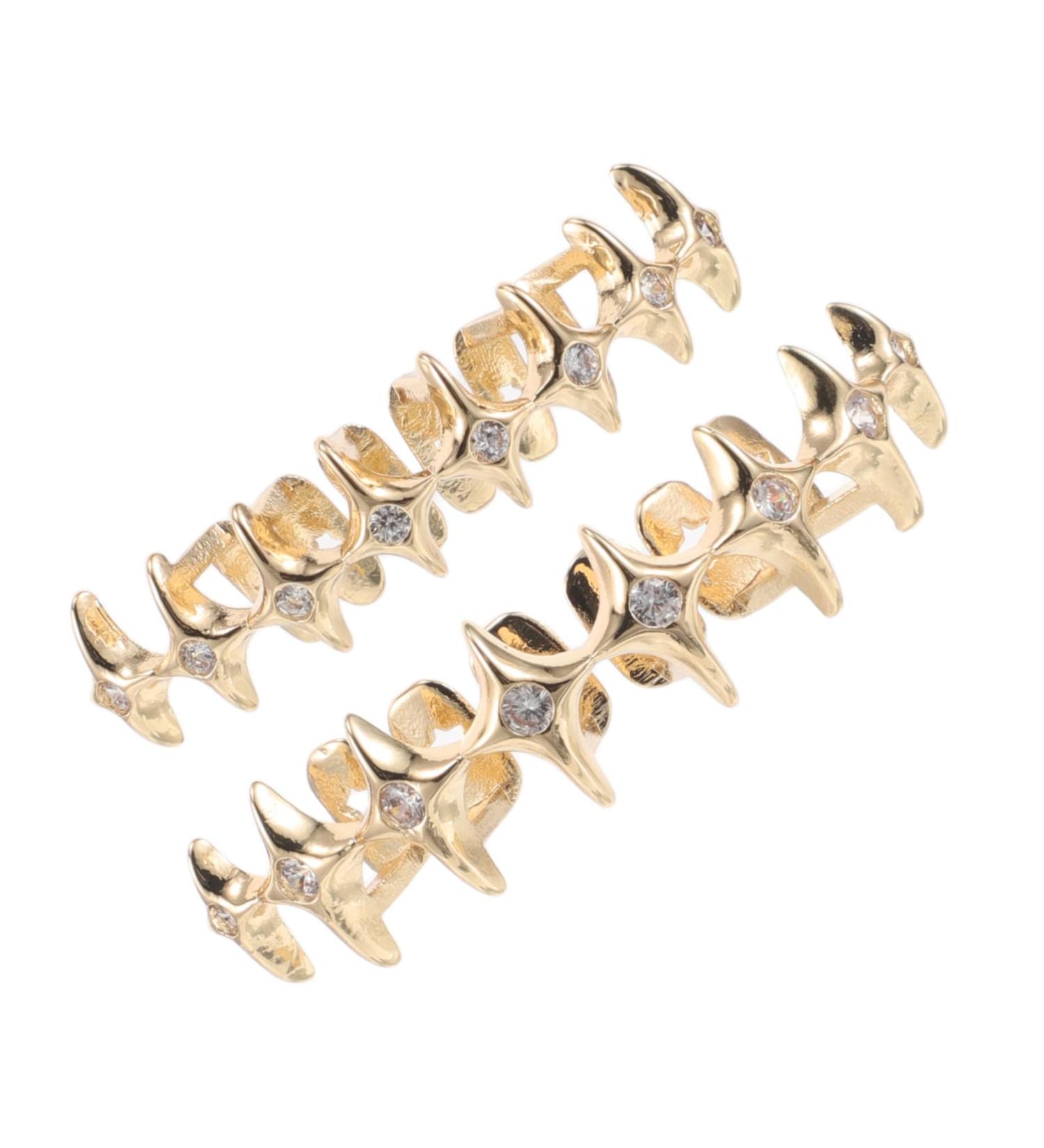 Gold Plated Grills Teeth With Star Diamond Design For Men Women Hip Hop Party Accessory Rapper Costume Prop For Events Parties - Buy Online on GoSupps.com