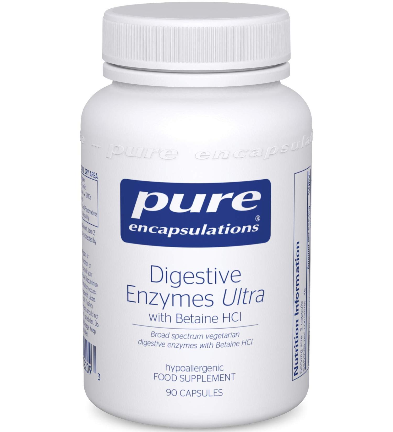 Pure Encapsulations Digestive Enzymes Ultra with Betaine HCl - Vegetarian Formula - 90 Capsules - Buy Online on GoSupps.com