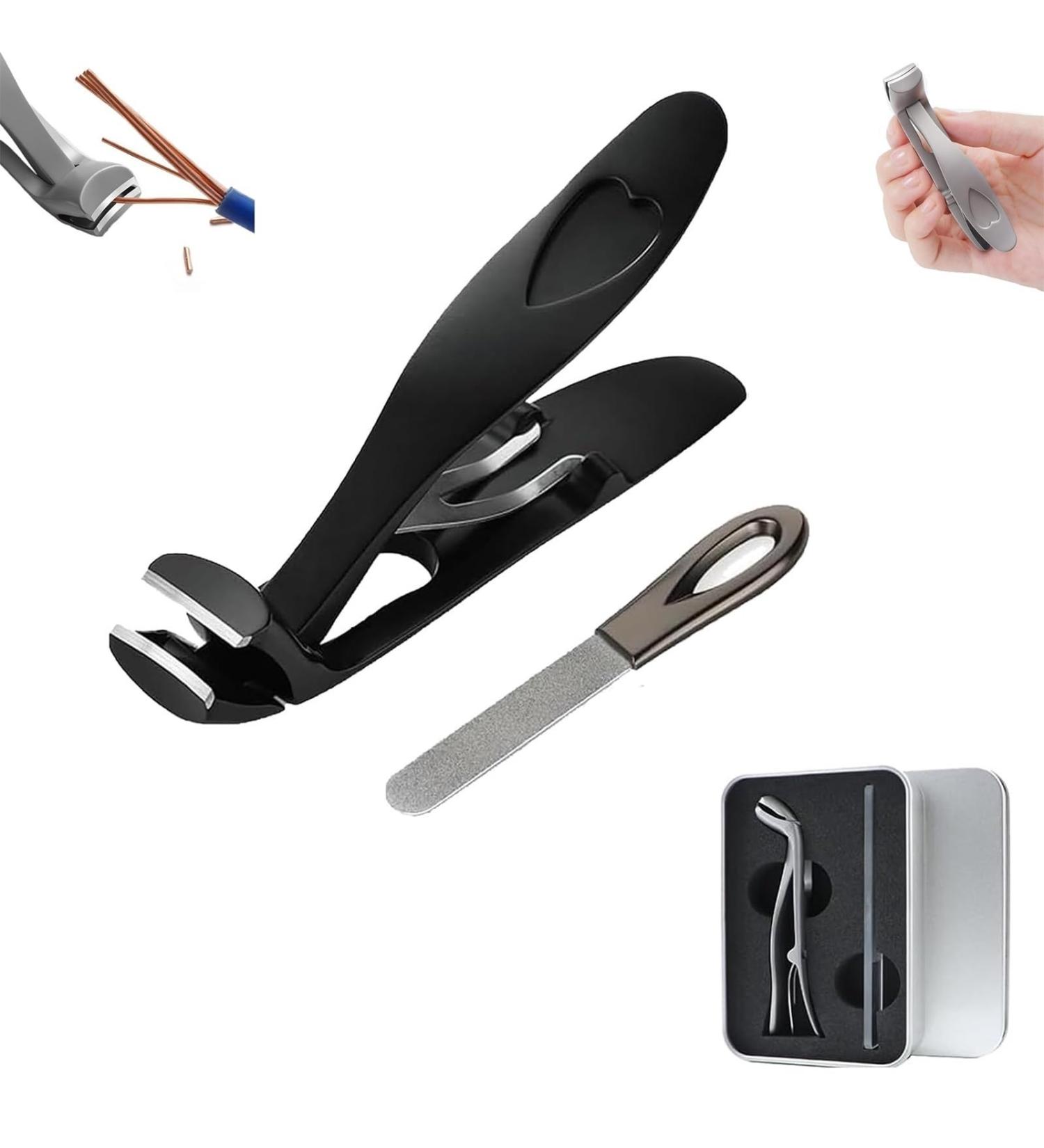 Cumuul ClipMaster Pro Nail Clippers Set Stainless Steel Nail Clippers Nail Cutter for Men Women Ergonomic Angled Head Senior Toenail Clipper(Black Boxed) - Buy Online on GoSupps.com