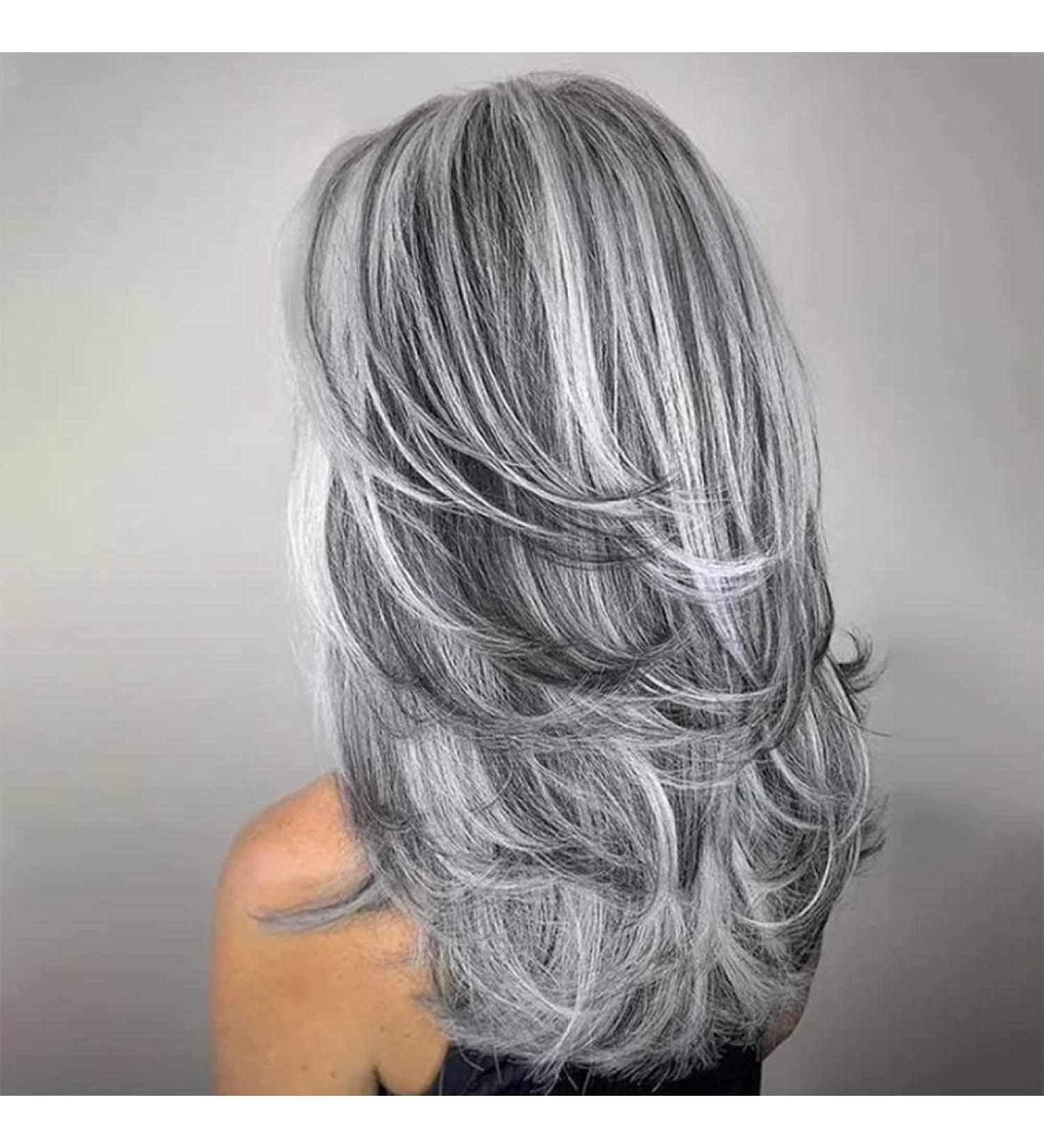 XIUFAXIRUSI Grey Long Wavy Synthetic Wig for Women - Natural Hair Look for Daily & Party Use - Buy Online on GoSupps.com