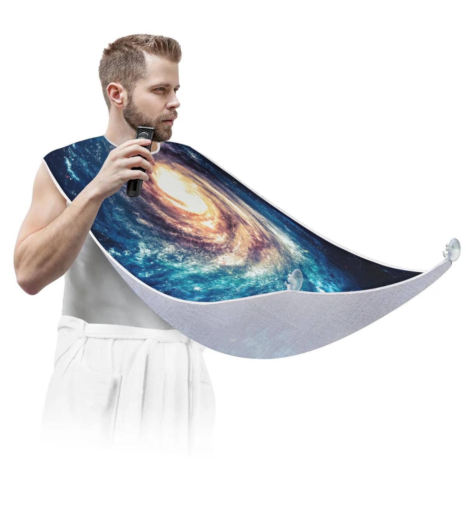 Galaxy Beard Bib Apron - Non-Stick Waterproof Beard Hair Catcher with Suction Cups | Ideal Grooming Gift for Men - Buy Online on GoSupps.com