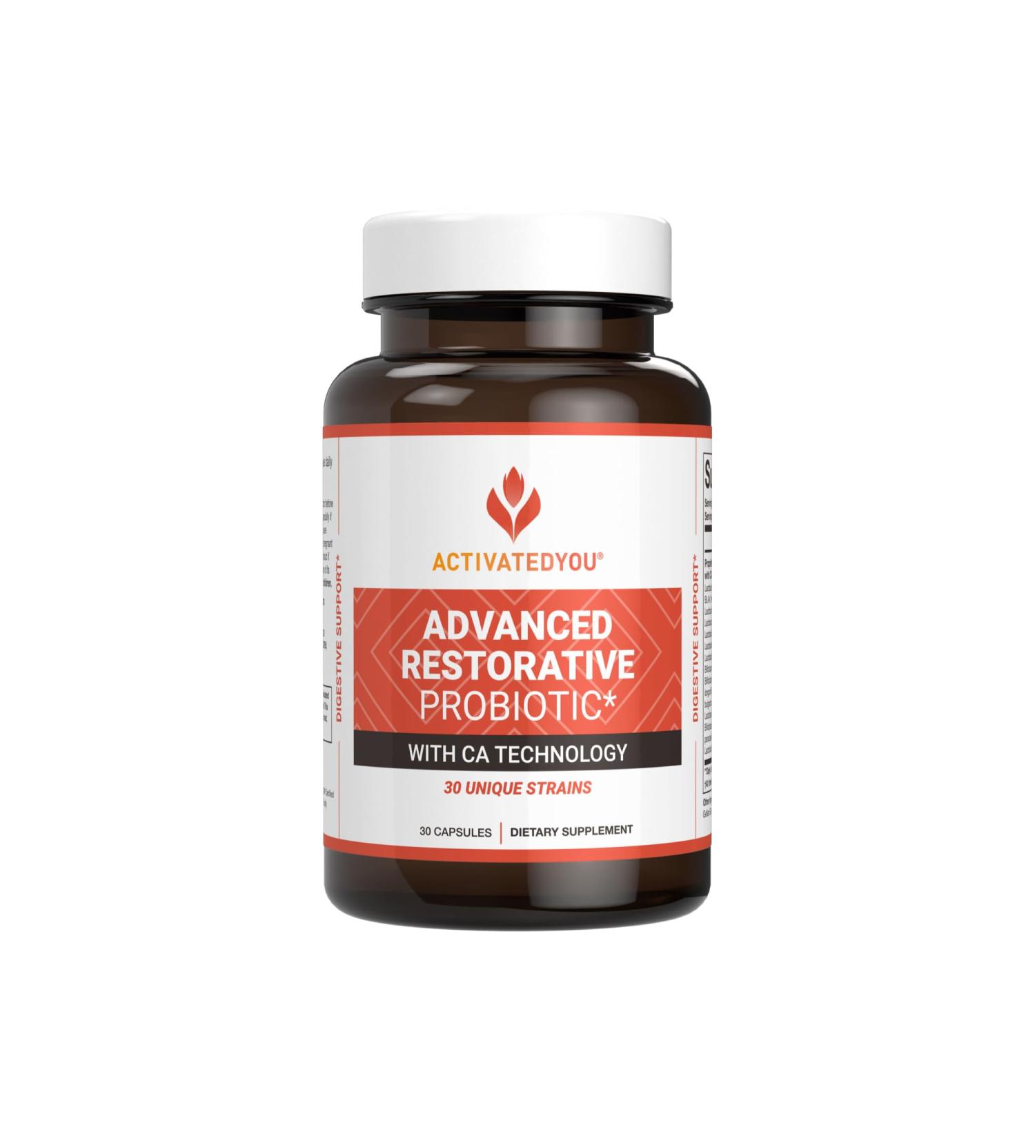 ACTIVATEDYOU Advanced Restorative Probiotic for Daily Use- 30 Strain Digestive Gut Health & Immune Function Support- Acidophilus Supplement for Radiant-Looking Skin (30 Capsules) - Buy Online on GoSupps.com