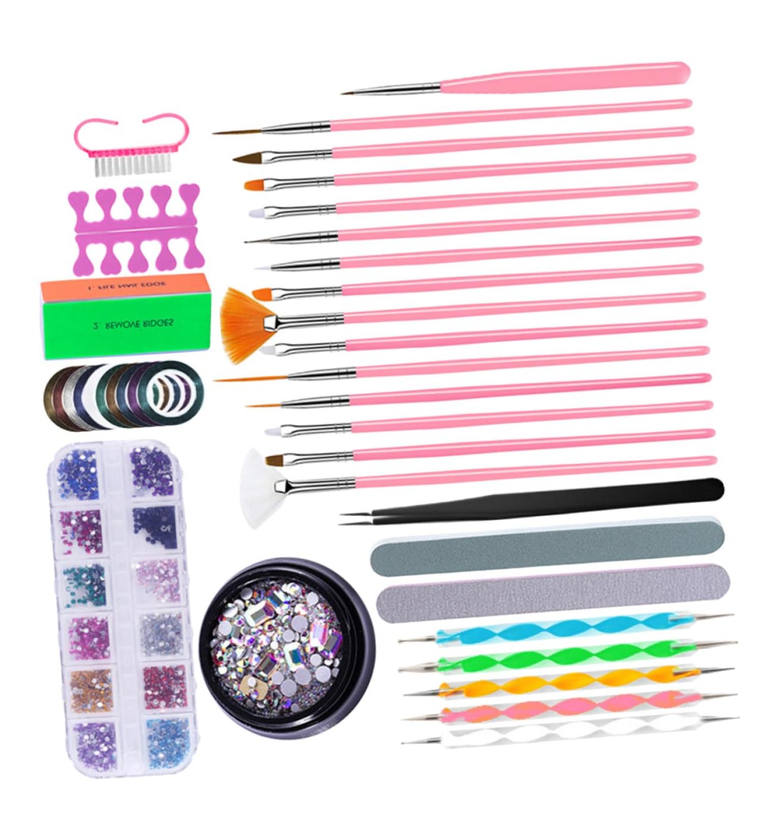 Housoutil 1 Set Nail Art Brush Nail Rhinestone Manicure Pedicure Kit Nail Painting Tools Nail Art Pen Manicure Kit Nail Dotting Pen Nail Polish Kit Nails Rhinestones Nail File Painted 20X2X1CM As Shown - Buy Online on GoSupps.com