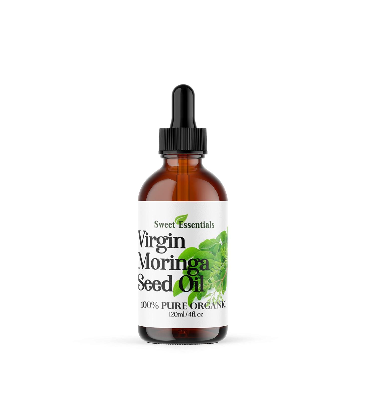 Sweet Essentials Organic Virgin Moringa Seed Oil 4oz | 100% Pure Cold-Pressed Moisturizer | Imported from India | Natural Skin & Hair Care - Buy Online on GoSupps.com