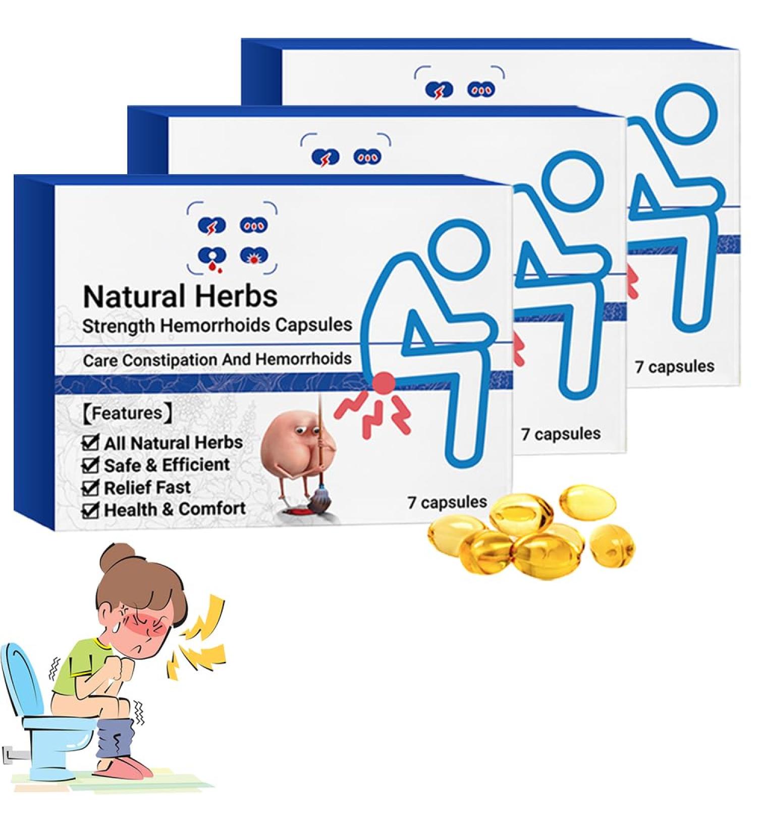 POMNZXC Herbal Hemorrhoid Relief Capsules - Natural Treatment (3Boxes) - Buy Online on GoSupps.com