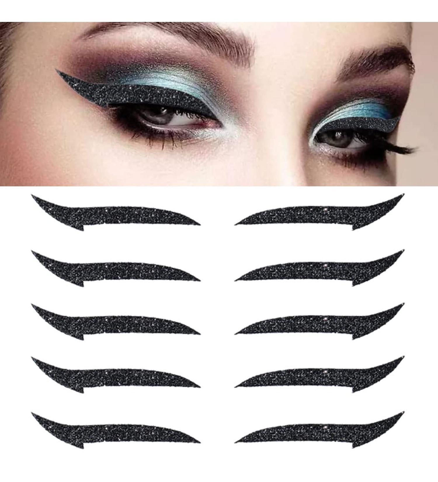 Uranian Glitter Eyeliner Stickers - Reusable Instant Adhesive Eye Line Strip for Party Makeup - Black - Buy Online on GoSupps.com