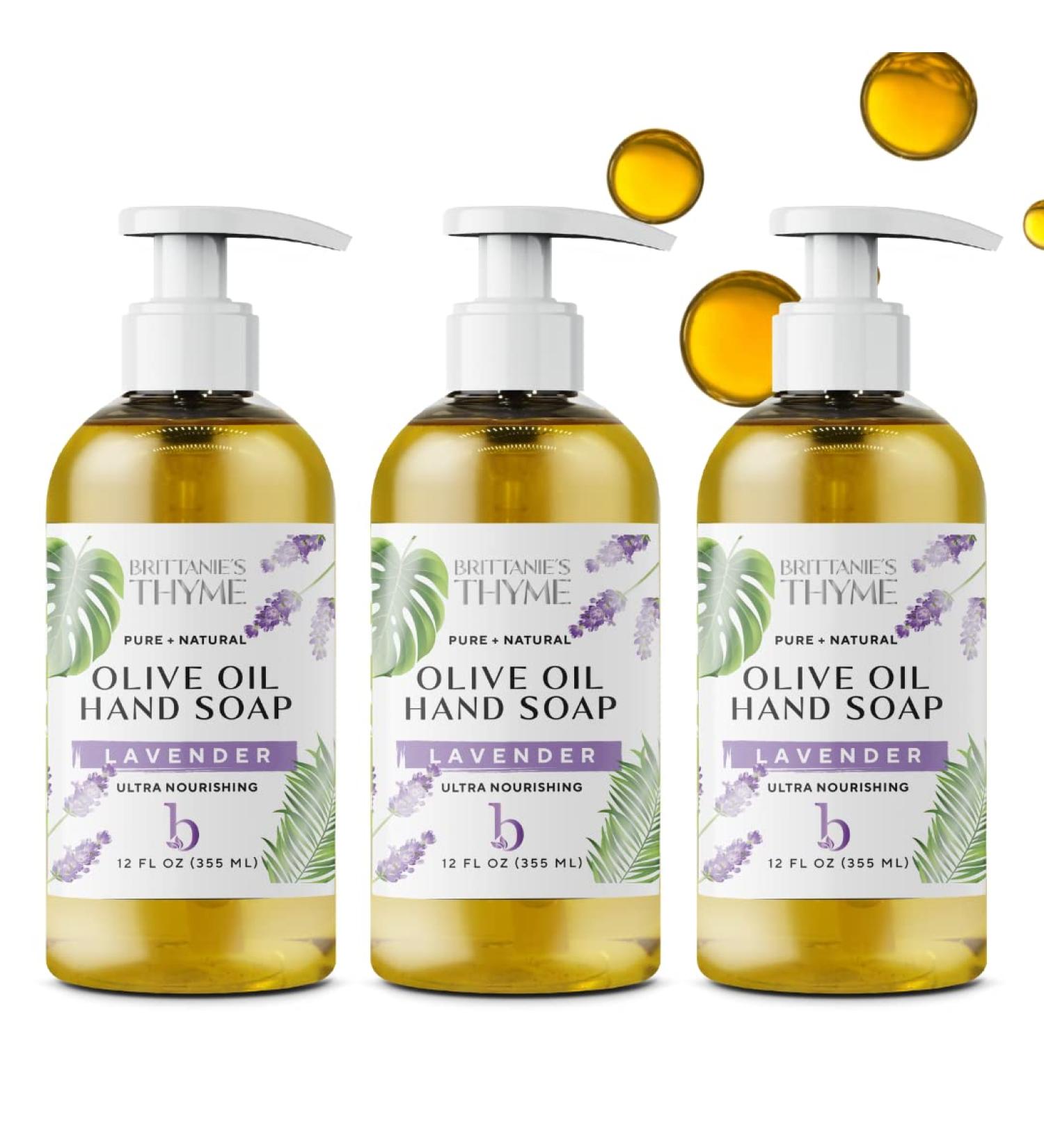 Brittanie's Thyme Organic Lavender Hand Soap - 12 oz (Pack of 3) | Castile Soap with Olive Oil & Essential Oils | Vegan & Gluten Free - Buy Online on GoSupps.com