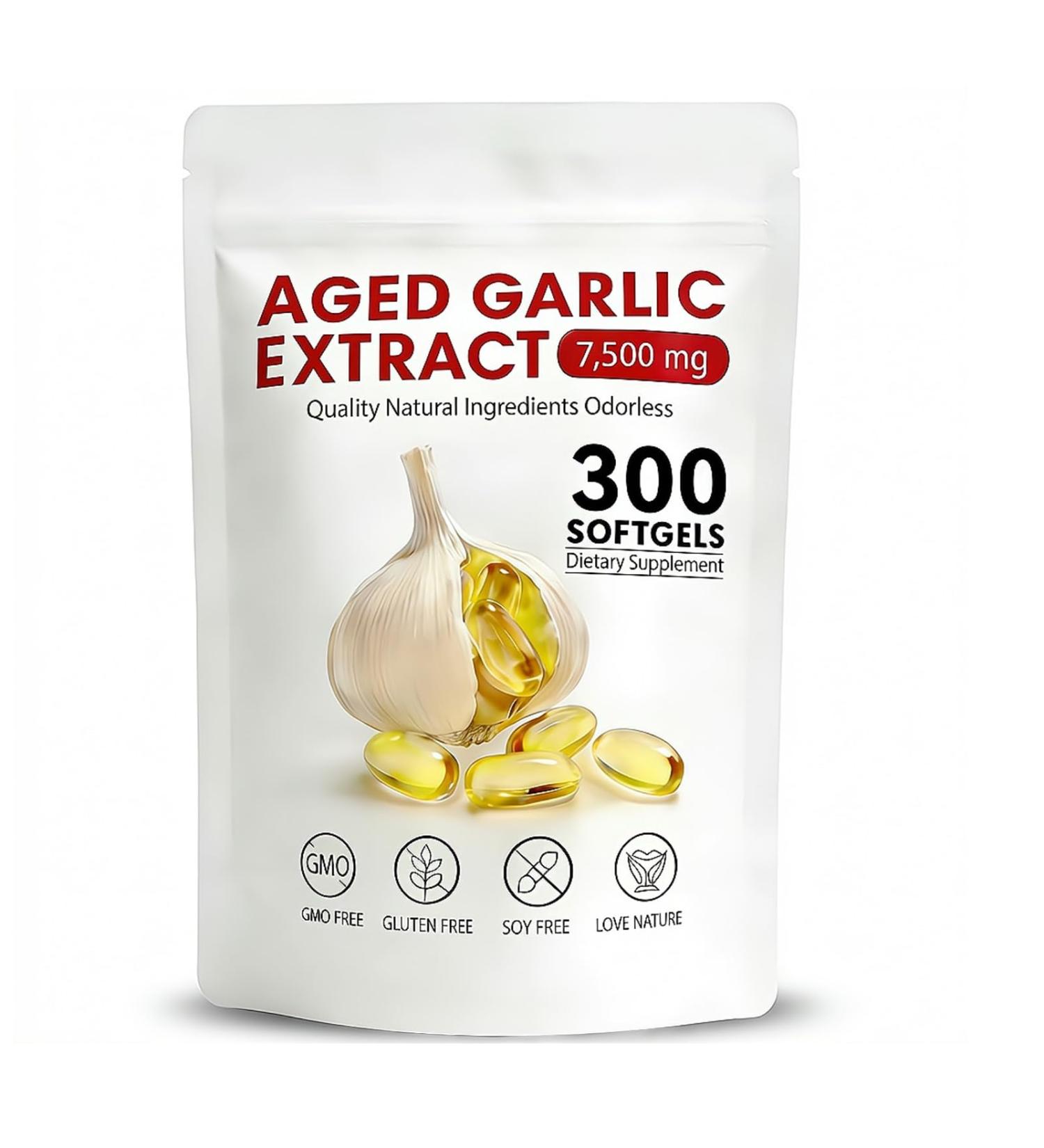 Tnaasmais Aged Garlic Extract Capsules 7500mg Odorless 300 Count Organic Aged Garlic Supplements for Immune Support & Antioxidant Benefits Vegetarian - Buy Online on GoSupps.com