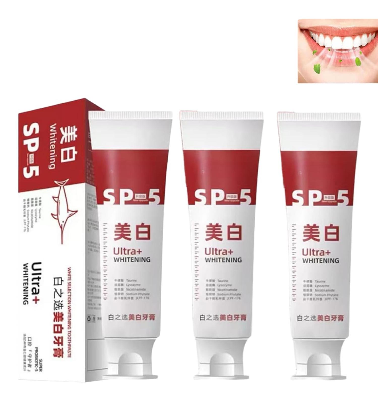 Sp-5 Toothpaste Sp 5 Teeth Whitening Toothpaste Sp-5 Ultra Whitening Toothpaste Sp-5 Probiotic Shark Whitening Toothpaste Stain Removal Toothpaste Fresh Breath Toothpaste - Buy Online on GoSupps.com