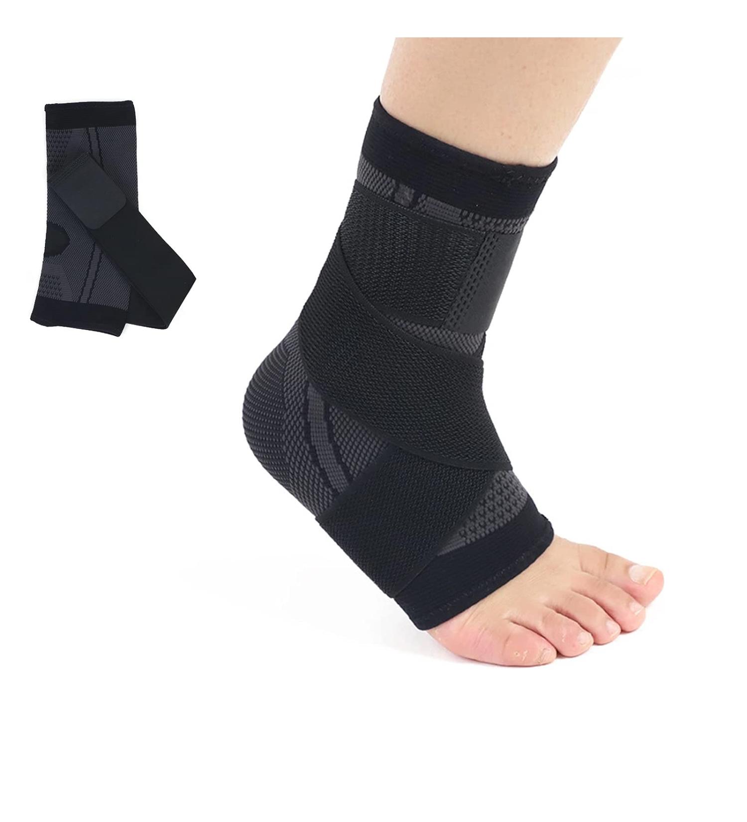 Adjustable Compression Ankle Brace - Strong Sports Support - 1 Pair (Black) - International Shipping - Buy Online on GoSupps.com