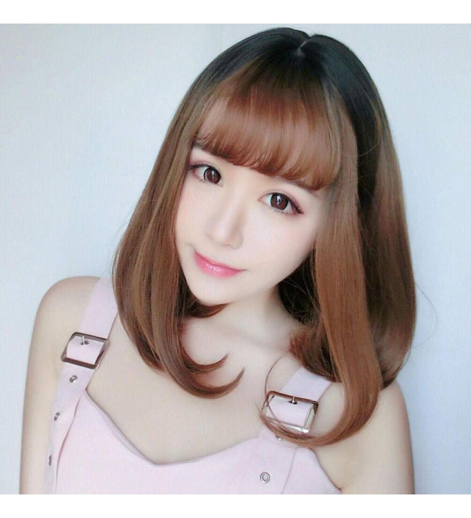 Long Straight Hair Wig for Women - Natural Realistic Dark Brown Fluffy Wig with Qi Qi Bangs - Ideal for International Shipping - Buy Online on GoSupps.com