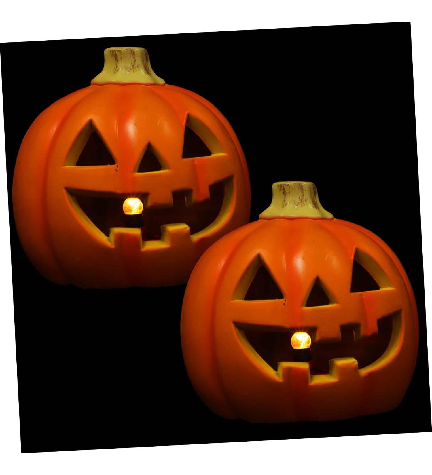 BESTonZON 2pcs Halloween Jack-o-lantern Halloween Pumpkin Lantern Lighted Pumpkins Light up Halloween Ornament Lighted Pumpkin Decorations Jack o Lantern Hollow Cartoon Ornaments Plastic - Buy Online on GoSupps.com
