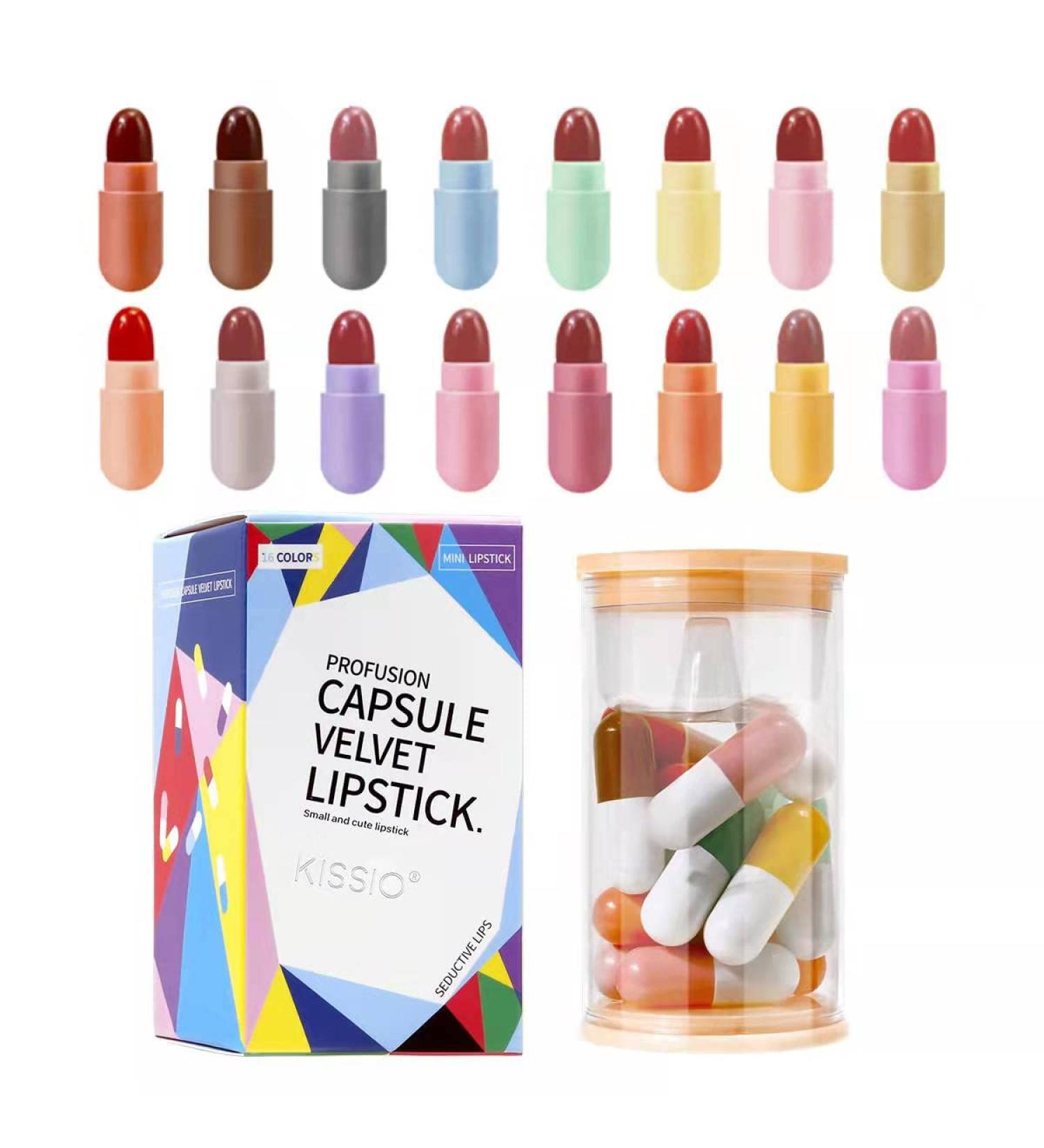 KISSIO Mini Lipstick Set - 16 Colors Velvety Matte, Waterproof & Long-Lasting | Travel-Friendly Cruelty-Free Capsule Lipstick Kit 2.4oz - Buy Online on GoSupps.com