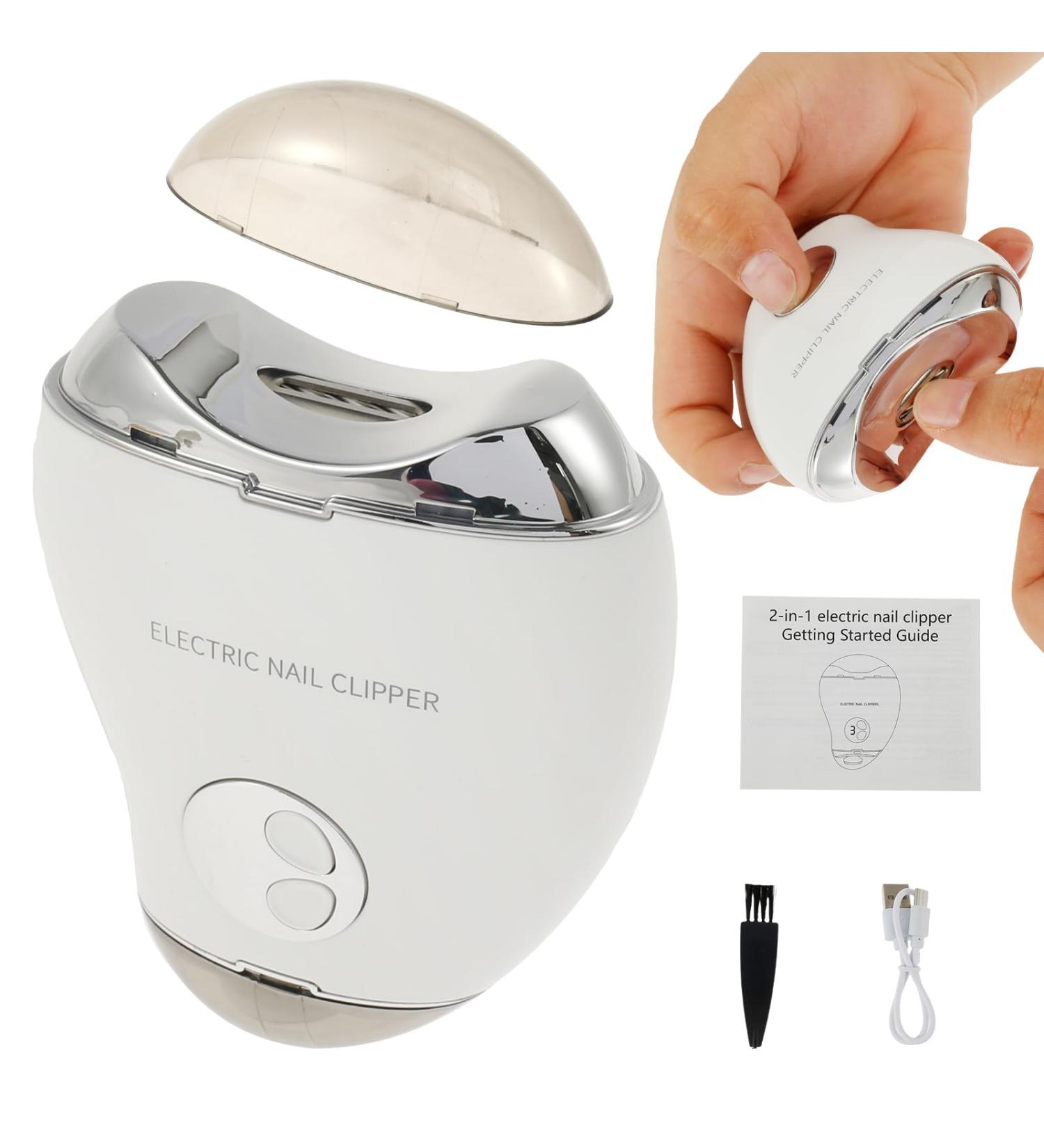 2 in 1 Electric Nail Clipper 3 Speeds Levels Electric Nail Trimmer with Nail Clip Storage Rechargeable Automatic Nail Clipper Portable Electric Fingernail Cutter Safety for Adult Kids Elderly(white) - Buy Online on GoSupps.com